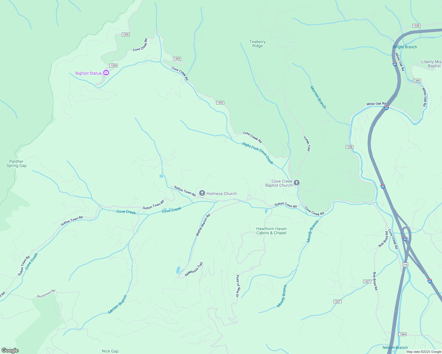 map of restaurants, bars, coffee shops, grocery stores, and more near 322 McKenzie Place in Waynesville