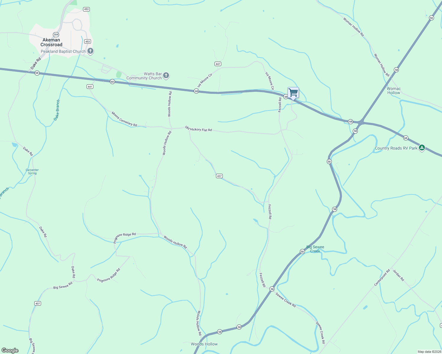 map of restaurants, bars, coffee shops, grocery stores, and more near Arwine Road in Meigs County