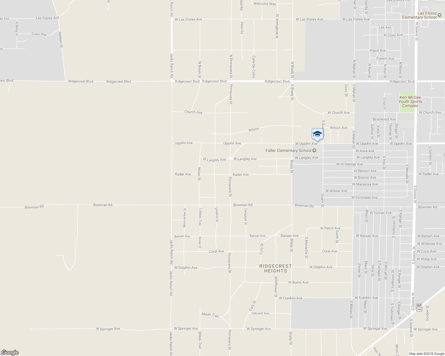 map of restaurants, bars, coffee shops, grocery stores, and more near 712 Phoenix Street in Ridgecrest