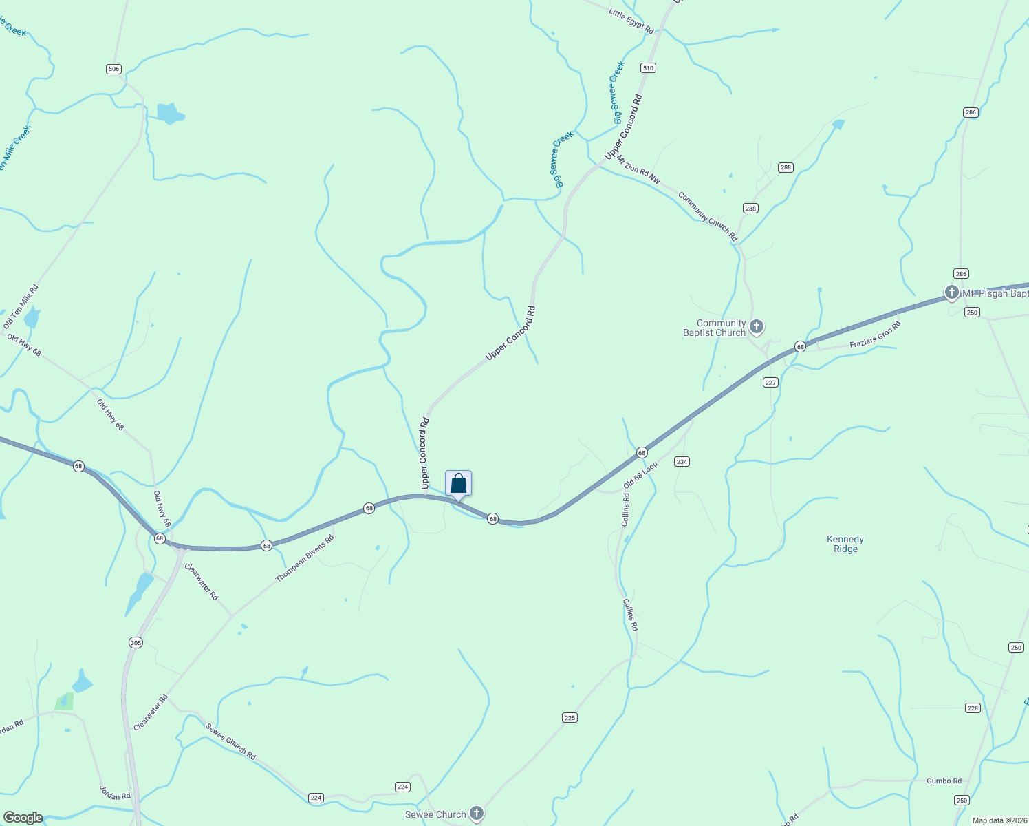 map of restaurants, bars, coffee shops, grocery stores, and more near 2672 Tennessee 68 in Niota