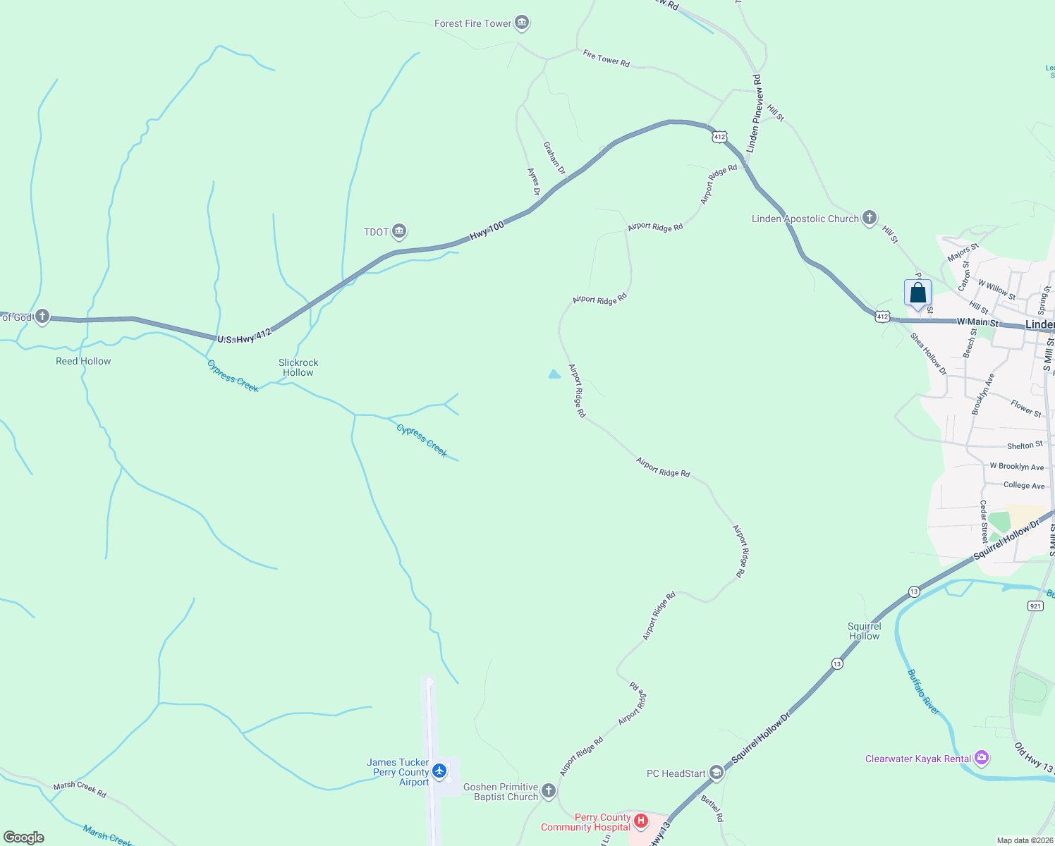 map of restaurants, bars, coffee shops, grocery stores, and more near 1360 Airport Ridge Road in Linden