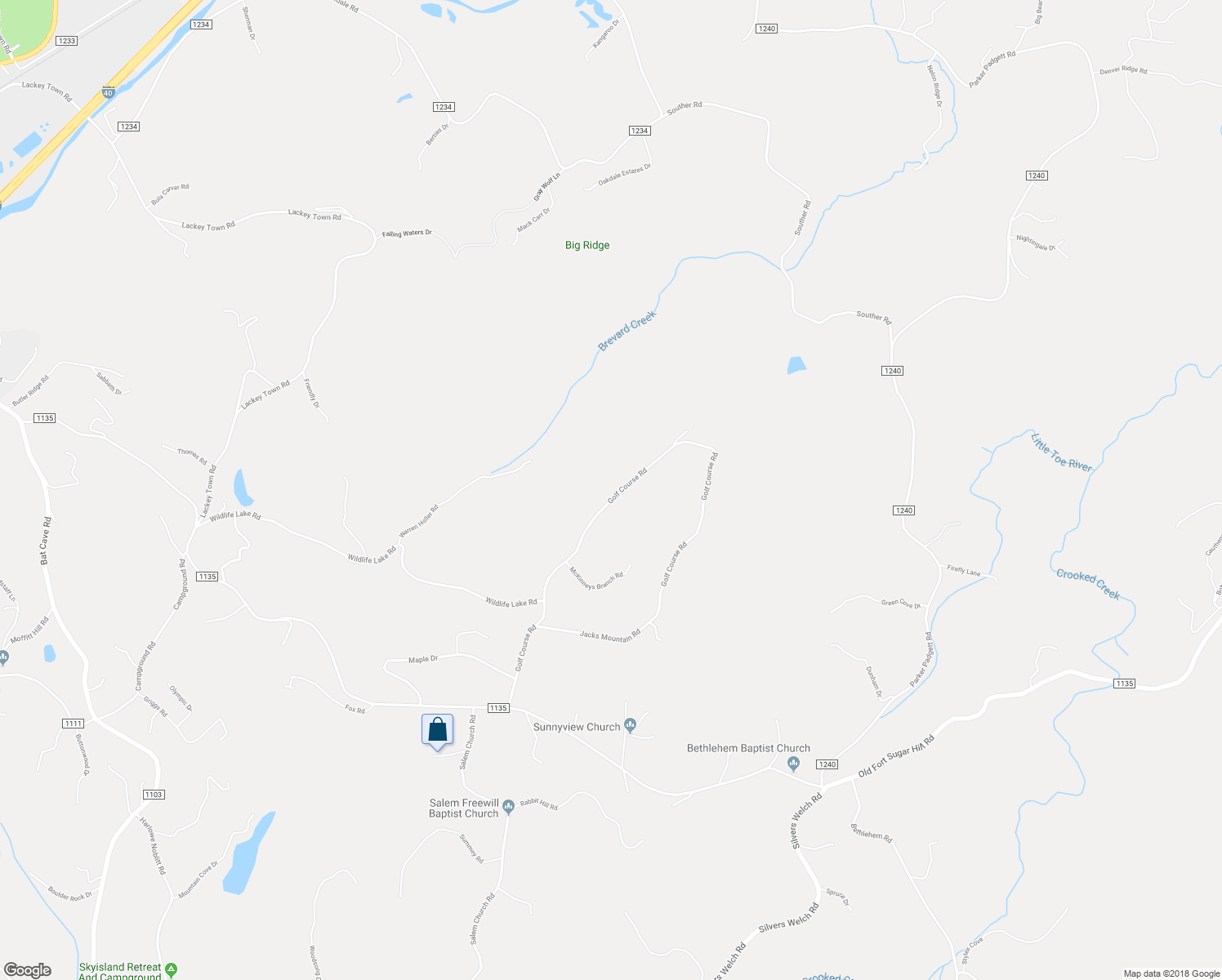 map of restaurants, bars, coffee shops, grocery stores, and more near 741 Golf Course Road in Old Fort