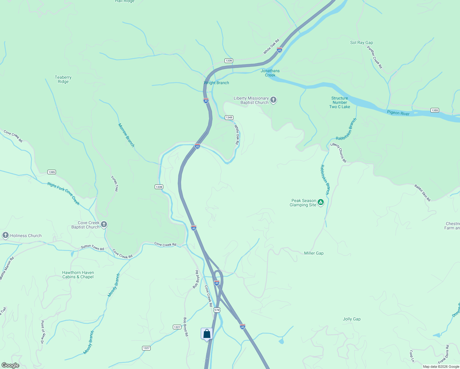 map of restaurants, bars, coffee shops, grocery stores, and more near 441 Seay Mountain Road in Waynesville