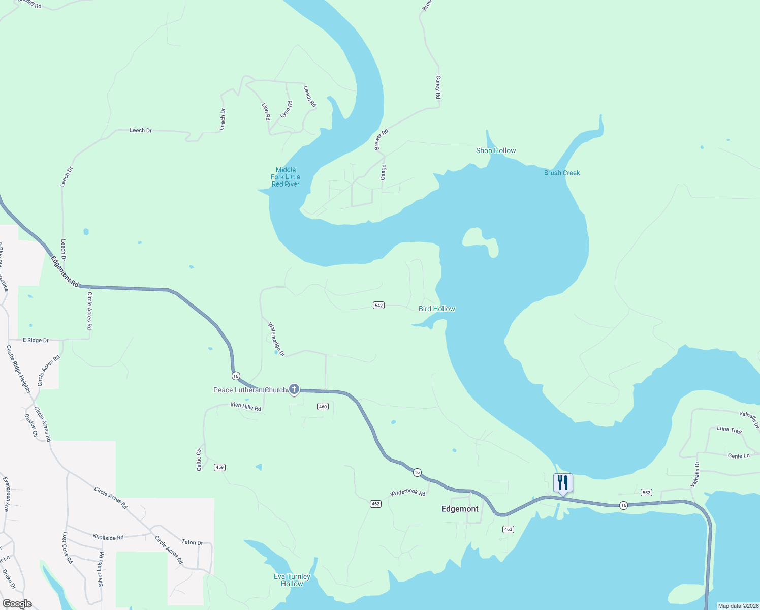 map of restaurants, bars, coffee shops, grocery stores, and more near Lower Ridge Circle in Edgemont