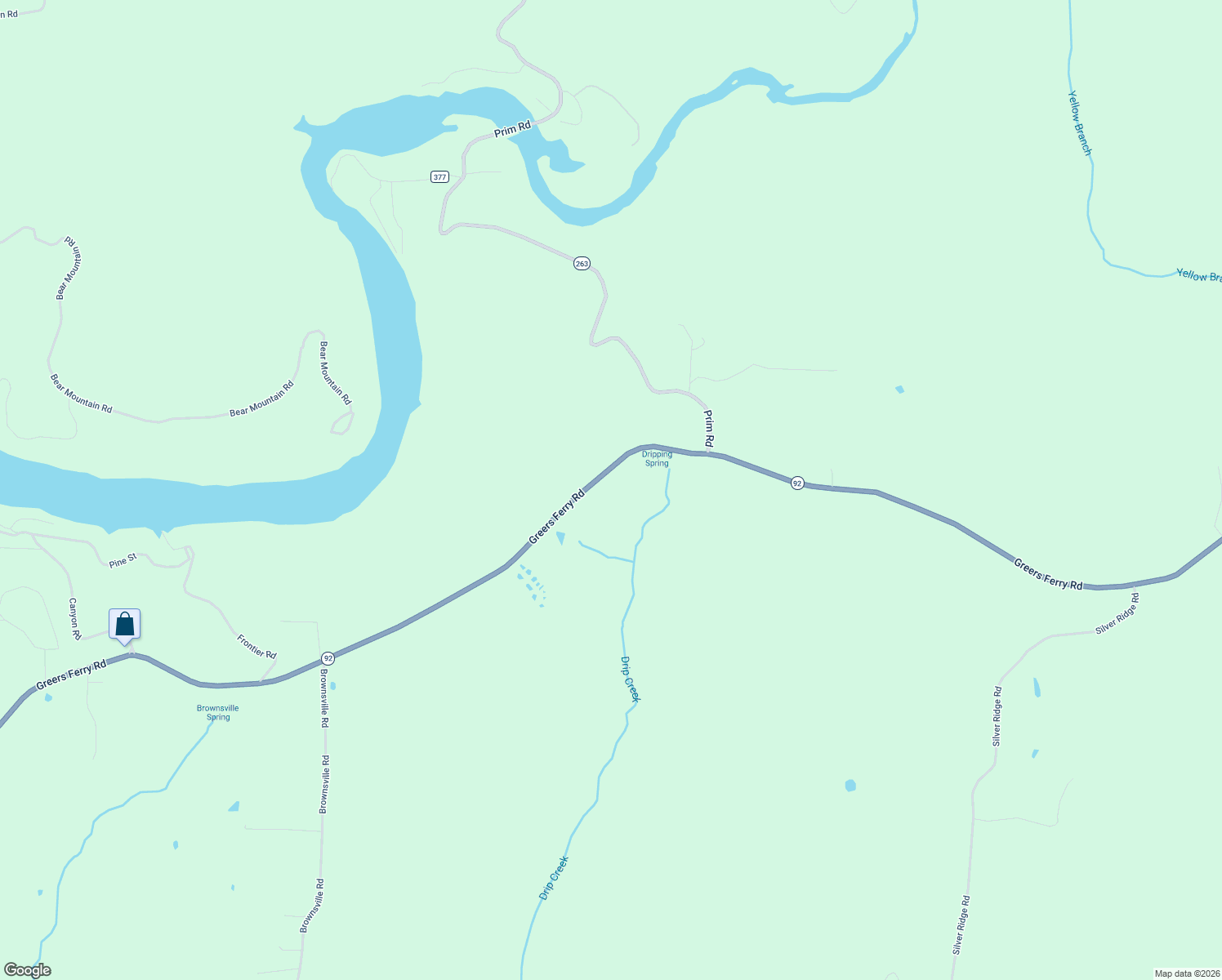 map of restaurants, bars, coffee shops, grocery stores, and more near 3295 Greers Ferry Road in Greers Ferry