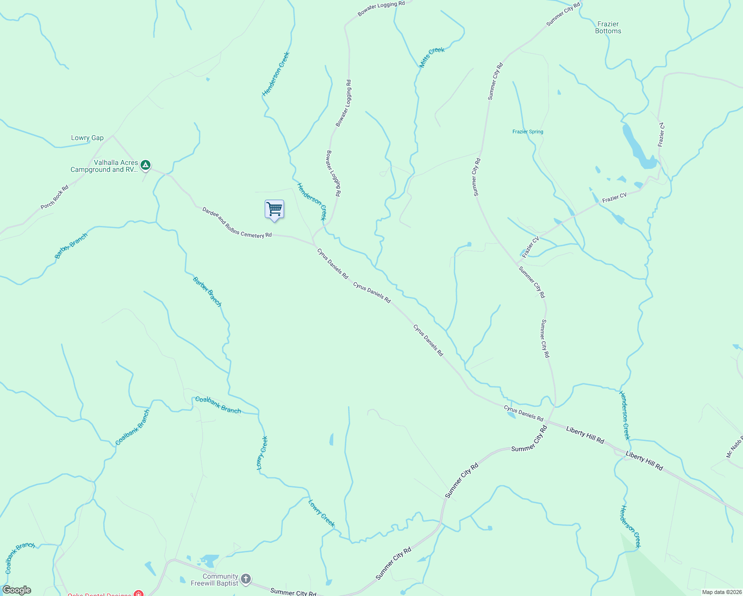 map of restaurants, bars, coffee shops, grocery stores, and more near 1085 Cyrus Daniels Road in Evensville