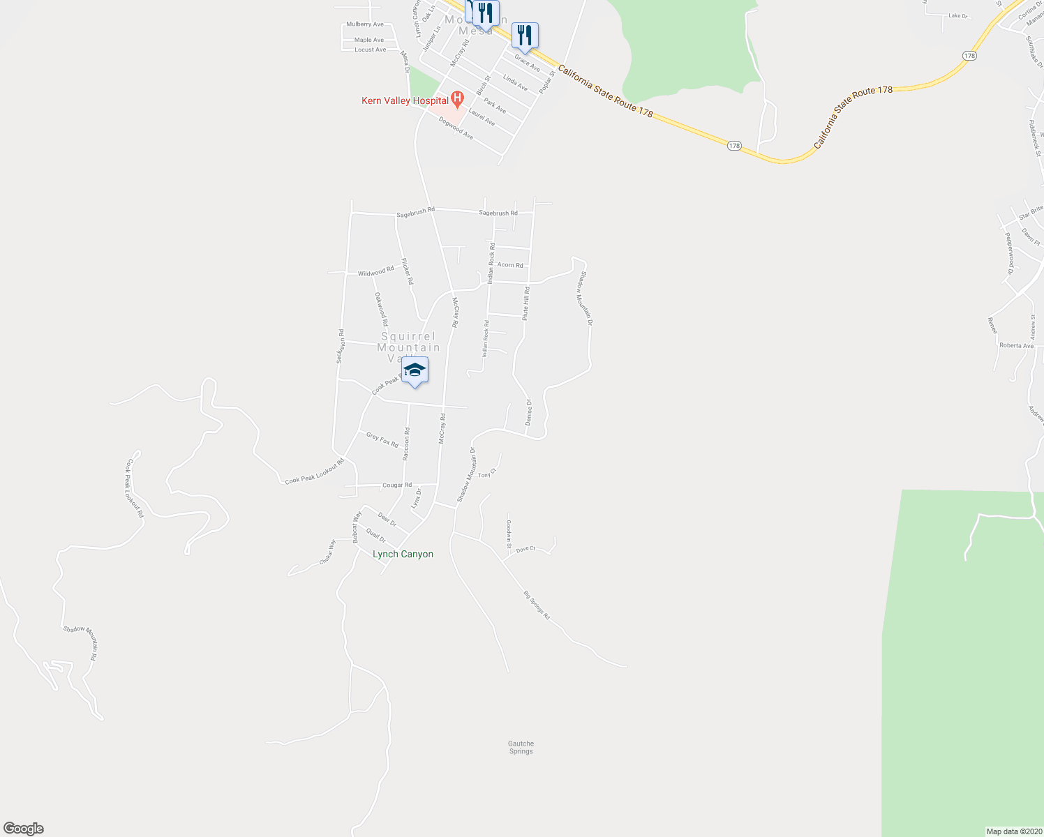 map of restaurants, bars, coffee shops, grocery stores, and more near 3233 Denise Drive in Mountain Mesa