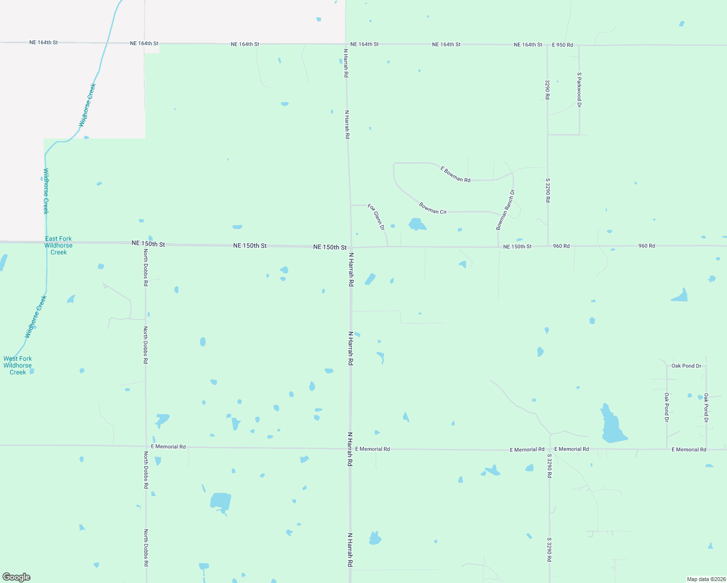 map of restaurants, bars, coffee shops, grocery stores, and more near 14918 North Harrah Road in Luther