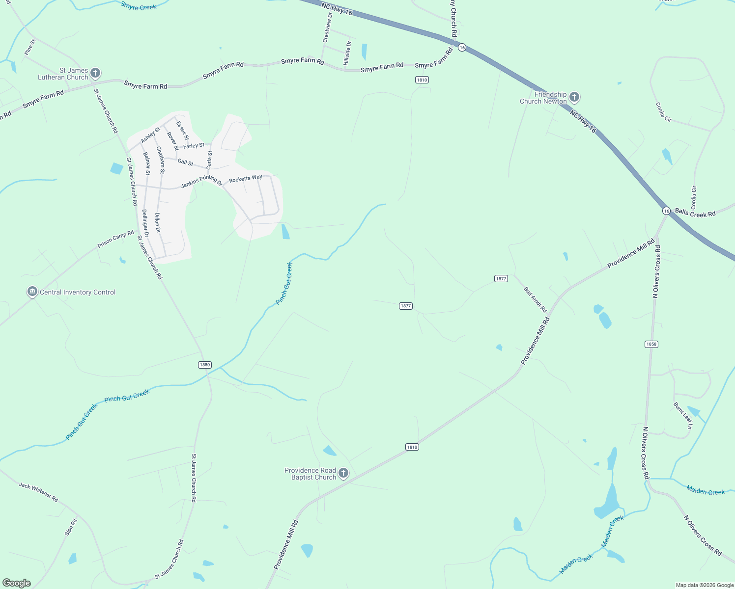 map of restaurants, bars, coffee shops, grocery stores, and more near 2340 Bud Arndt Road in Maiden