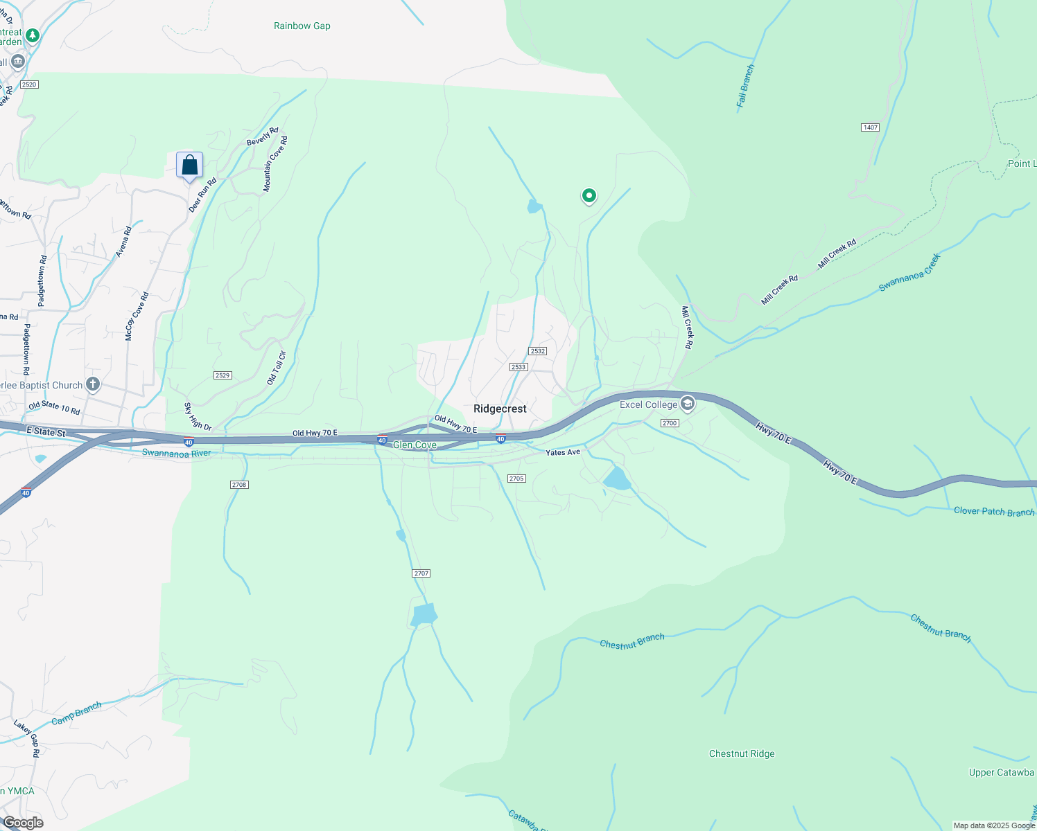 map of restaurants, bars, coffee shops, grocery stores, and more near 5 Moore Circle in Black Mountain