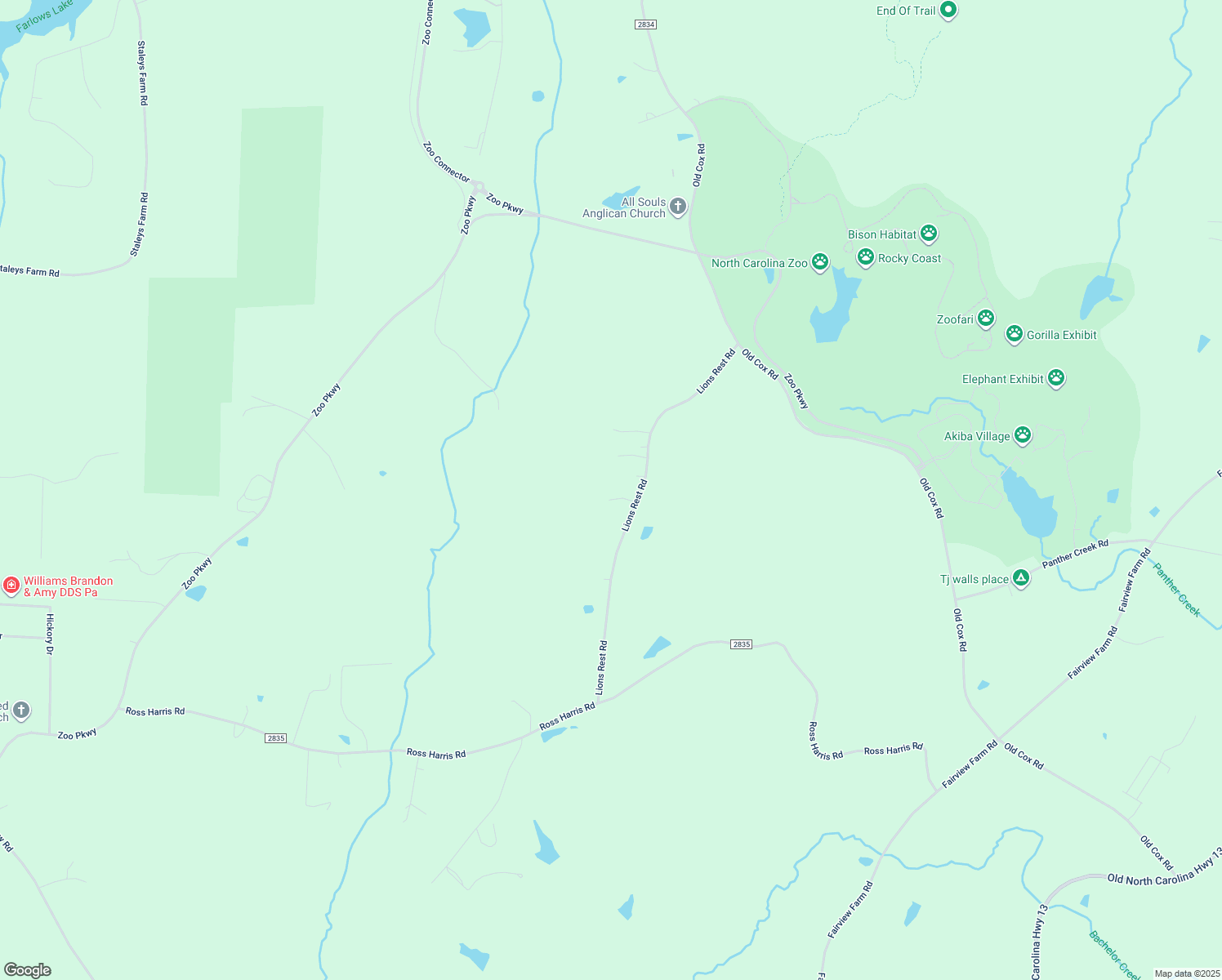 map of restaurants, bars, coffee shops, grocery stores, and more near 3008 Lions Rest Road in Asheboro