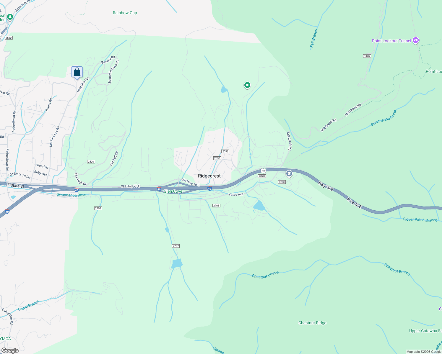 map of restaurants, bars, coffee shops, grocery stores, and more near 14 Dew Waite Road in Black Mountain