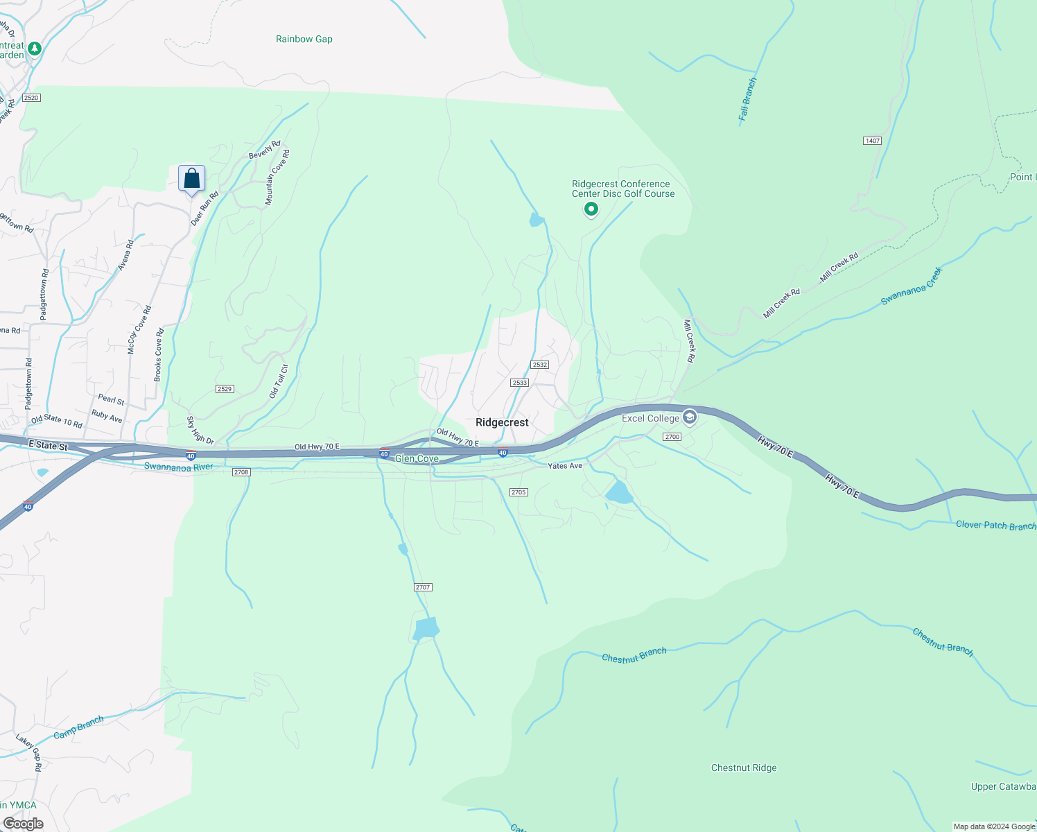 map of restaurants, bars, coffee shops, grocery stores, and more near 14 Dew Waite Road in Black Mountain