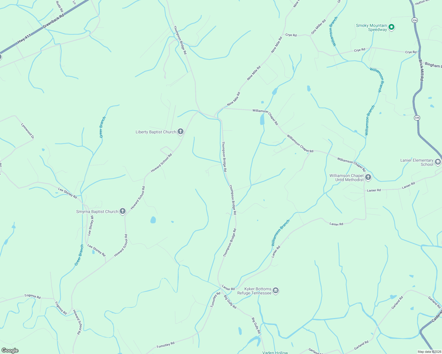 map of restaurants, bars, coffee shops, grocery stores, and more near 1015 Thompson Bridge Road in Maryville