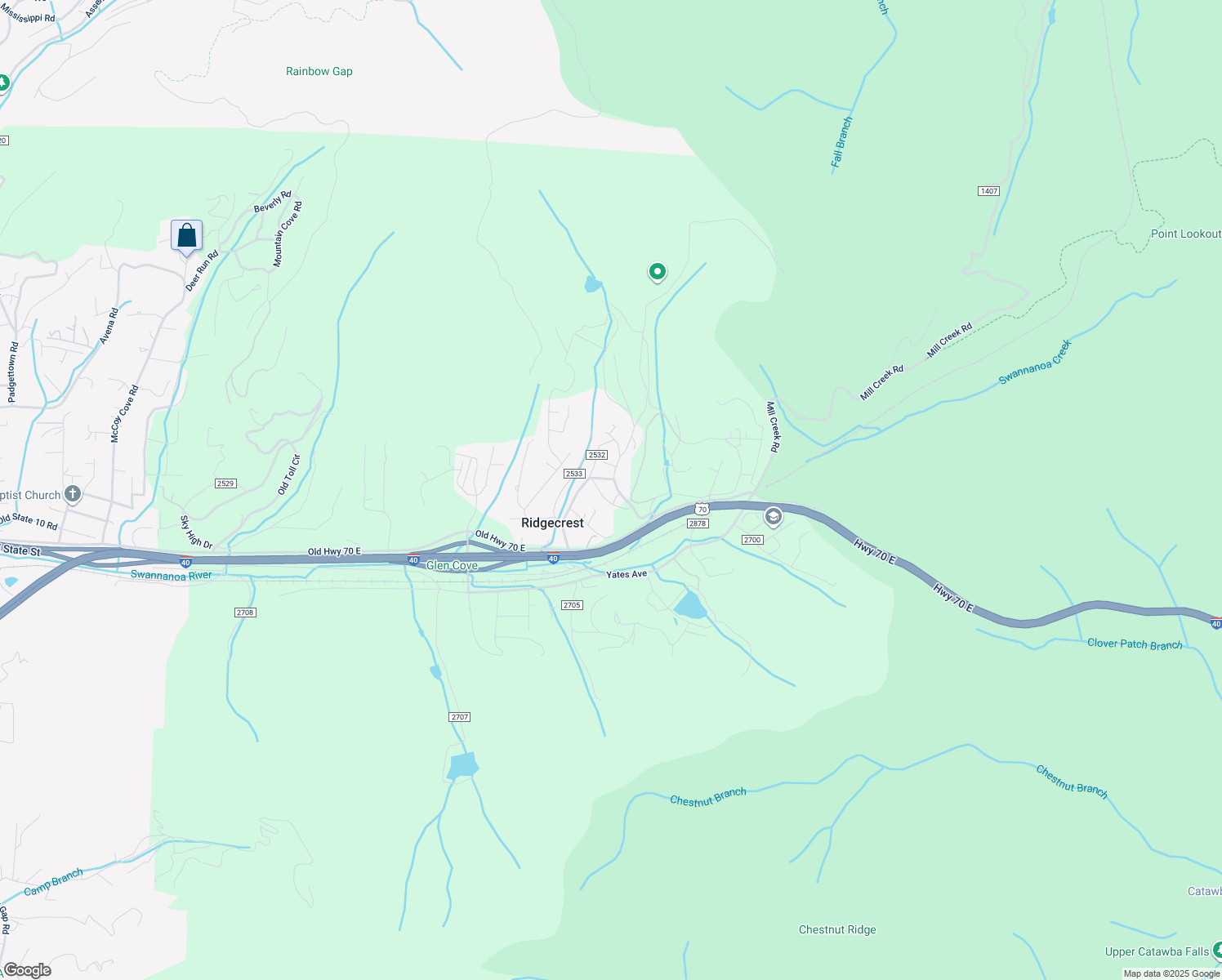 map of restaurants, bars, coffee shops, grocery stores, and more near 44 Tupper Road in Black Mountain