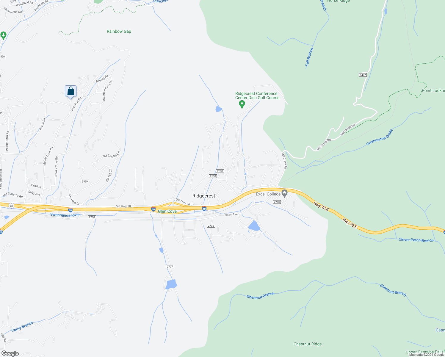 map of restaurants, bars, coffee shops, grocery stores, and more near 44 Tupper Road in Black Mountain