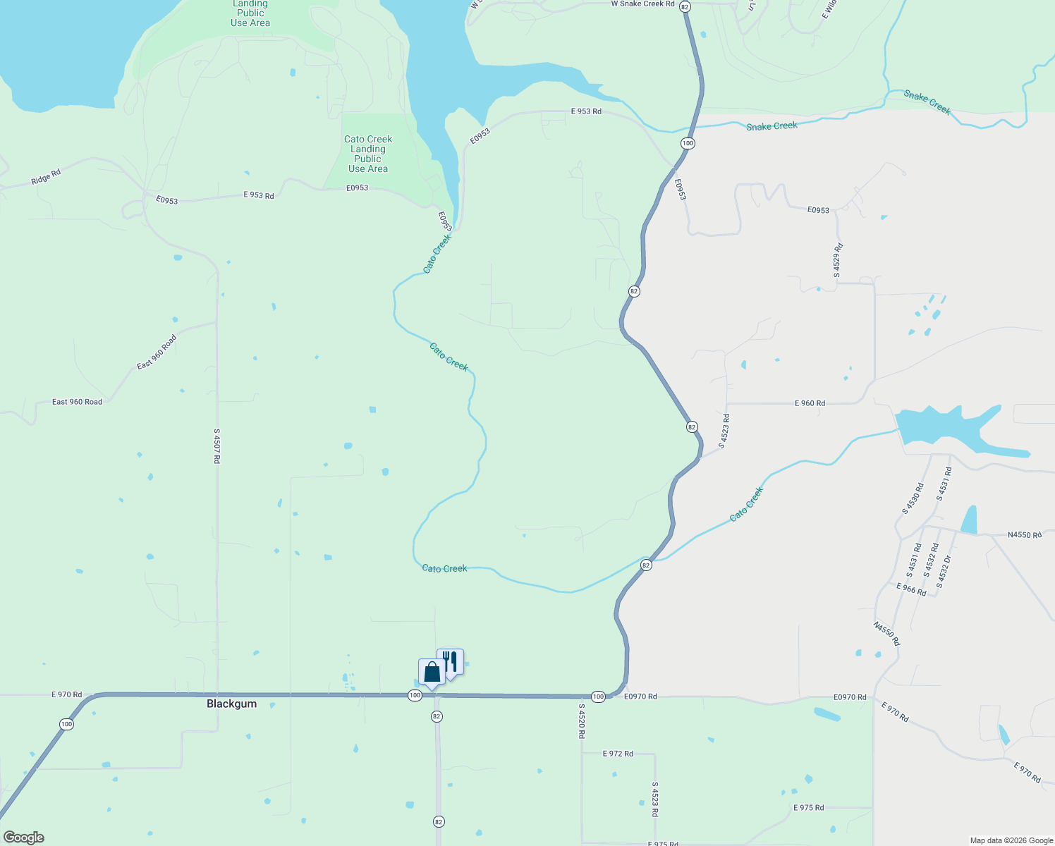 map of restaurants, bars, coffee shops, grocery stores, and more near 451815 East 965 Road in Vian