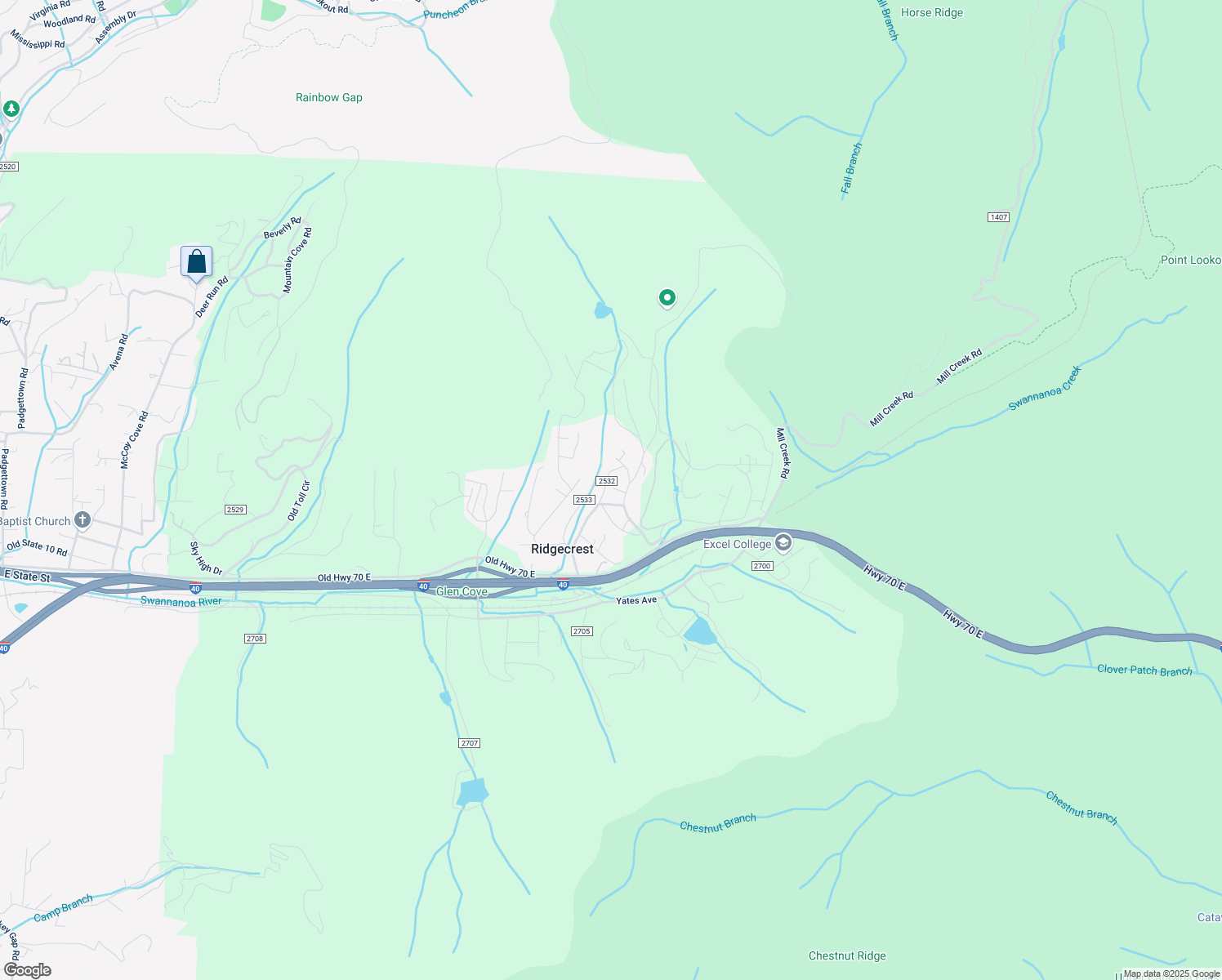 map of restaurants, bars, coffee shops, grocery stores, and more near 76 Tupper Road in Black Mountain