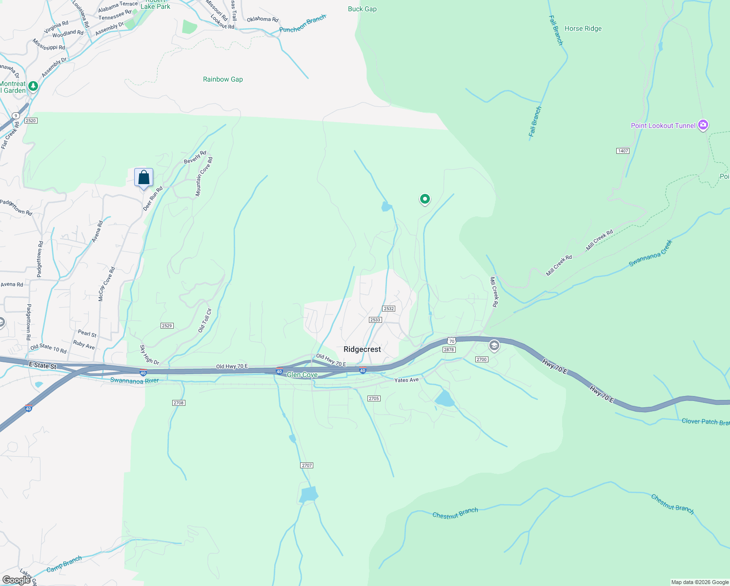 map of restaurants, bars, coffee shops, grocery stores, and more near 27 Locust Street in Black Mountain