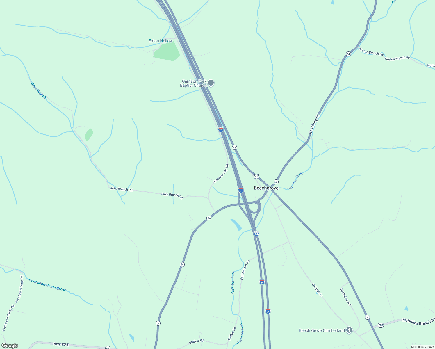 map of restaurants, bars, coffee shops, grocery stores, and more near 155 Hoovers Gap Road in Beechgrove