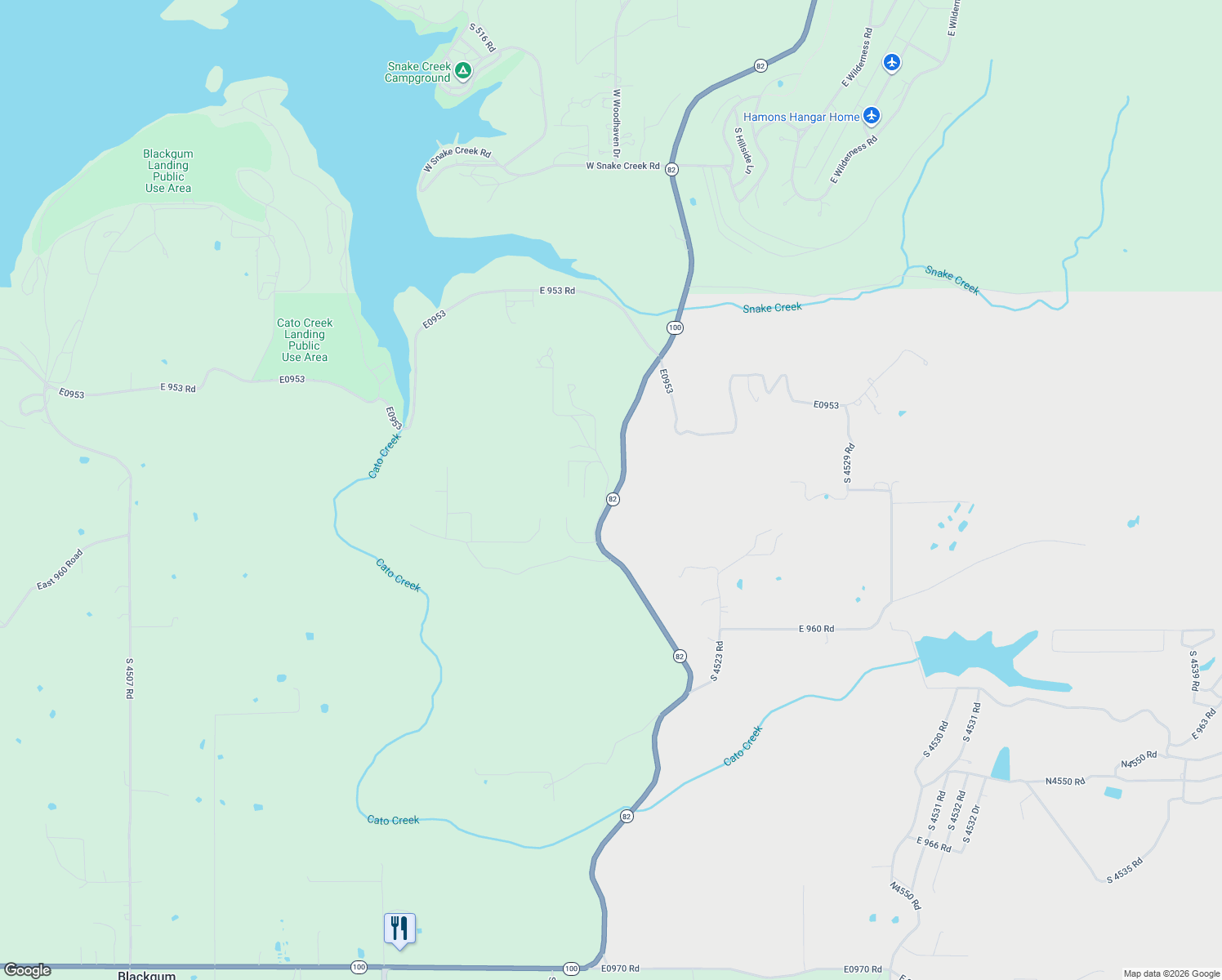 map of restaurants, bars, coffee shops, grocery stores, and more near 95692 Oklahoma 82 in Vian