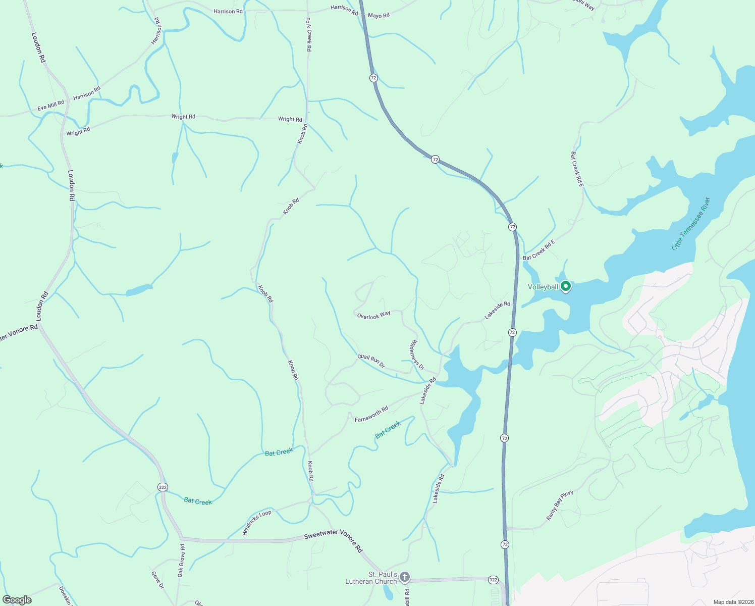 map of restaurants, bars, coffee shops, grocery stores, and more near 124 Overlook Way in Vonore
