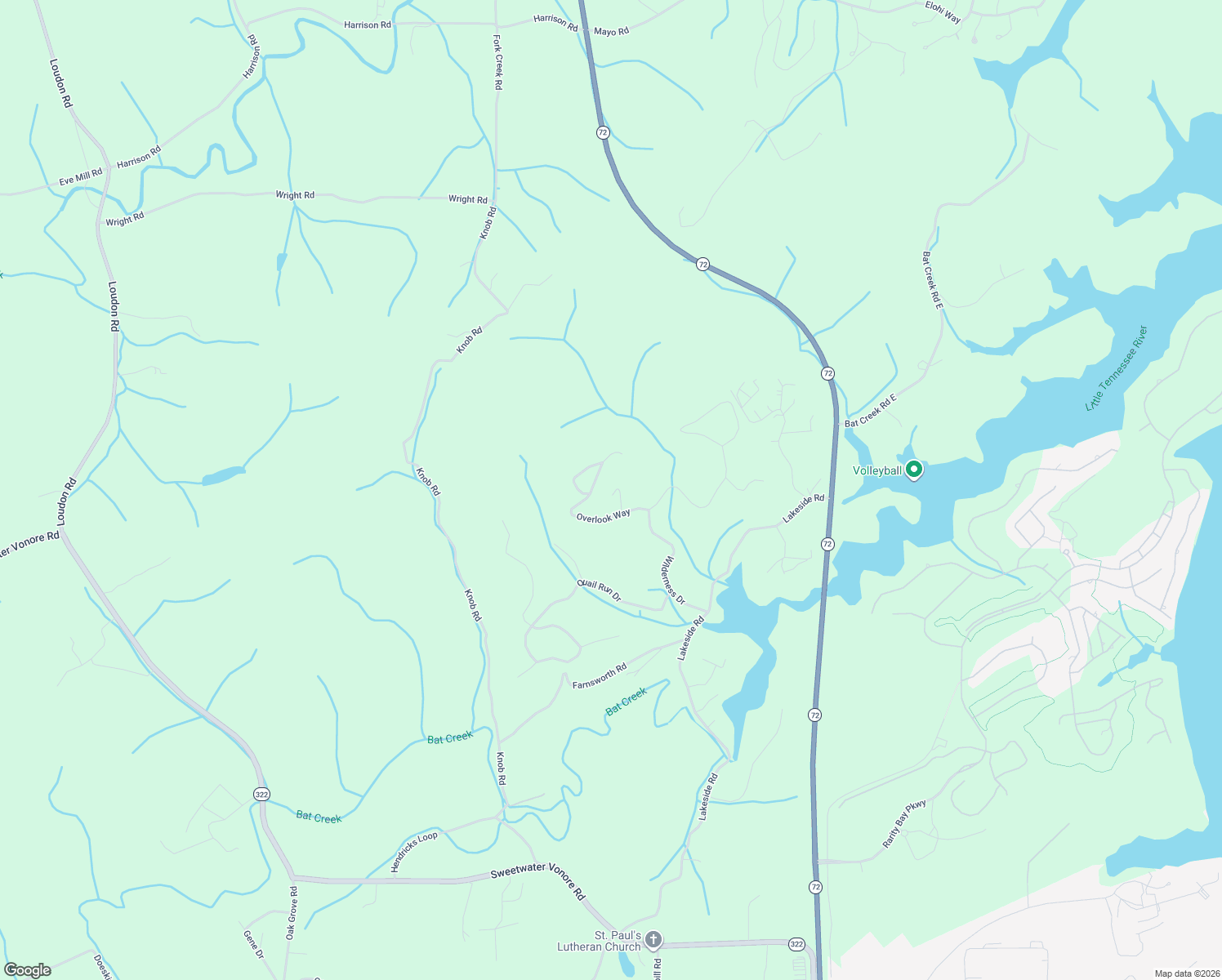 map of restaurants, bars, coffee shops, grocery stores, and more near 124 Overlook Way in Vonore