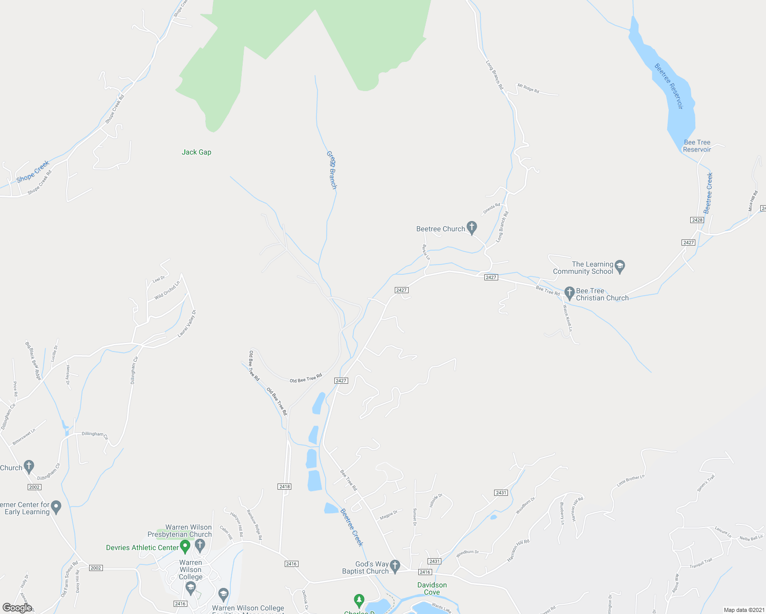 map of restaurants, bars, coffee shops, grocery stores, and more near 894 Bee Tree Road in Swannanoa