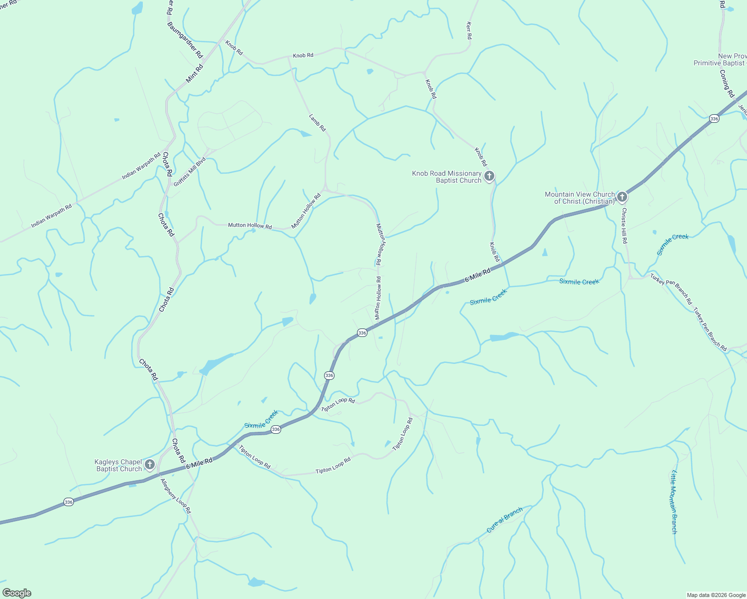 map of restaurants, bars, coffee shops, grocery stores, and more near 3327 Mutton Hollow Rd in Maryville