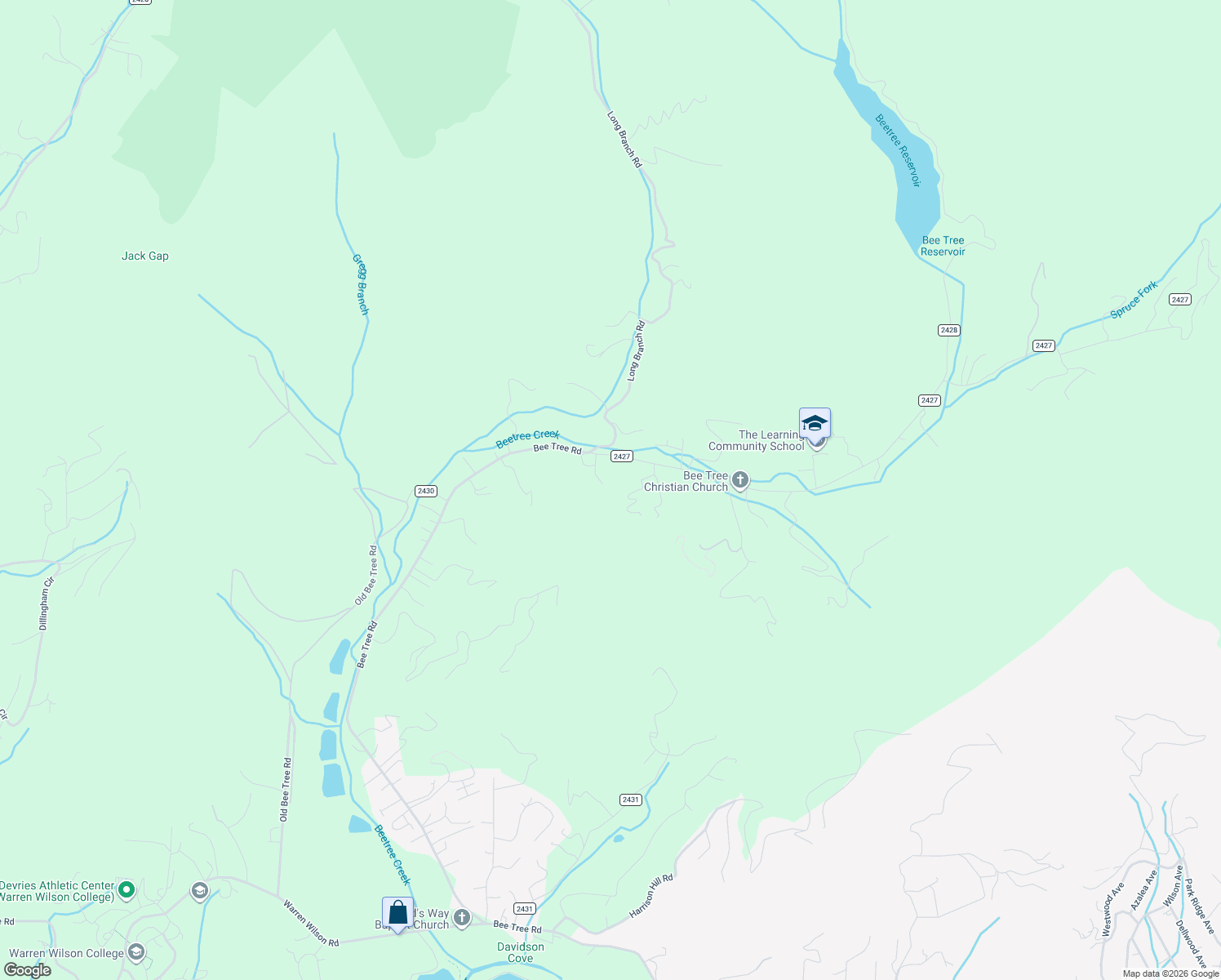 map of restaurants, bars, coffee shops, grocery stores, and more near 1107 Bee Tree Road in Swannanoa