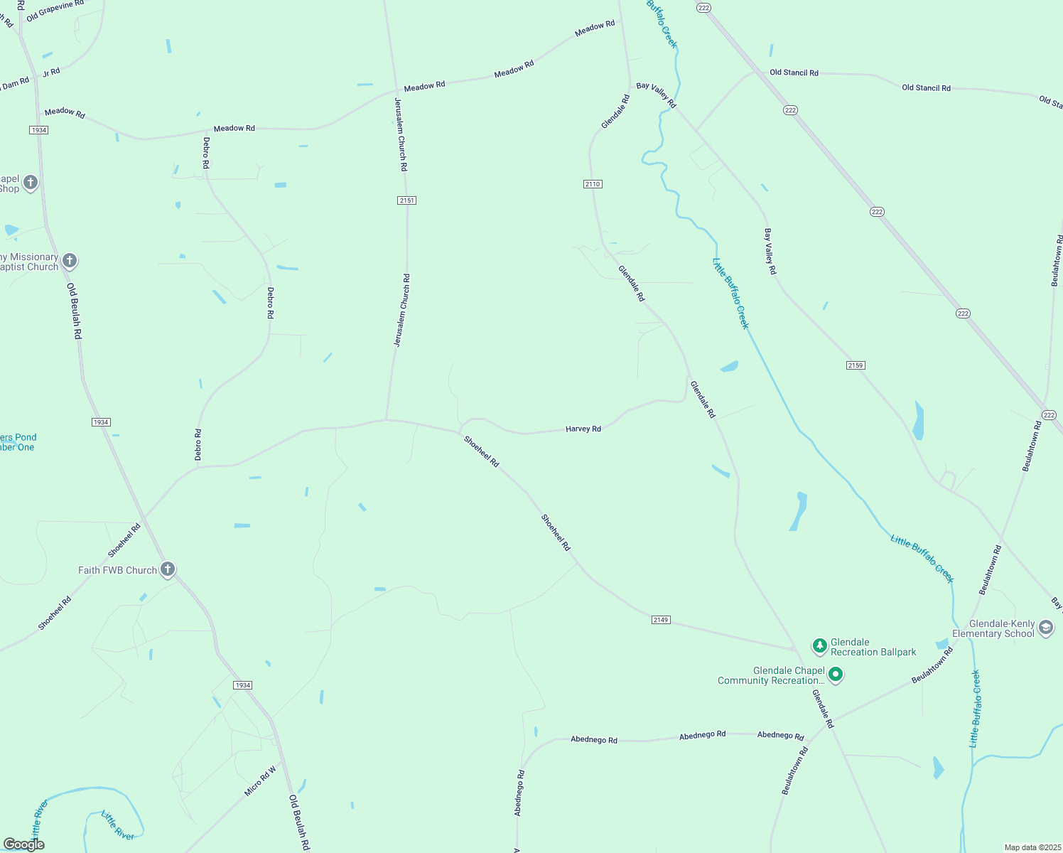 map of restaurants, bars, coffee shops, grocery stores, and more near 149 Harvey Road in Kenly