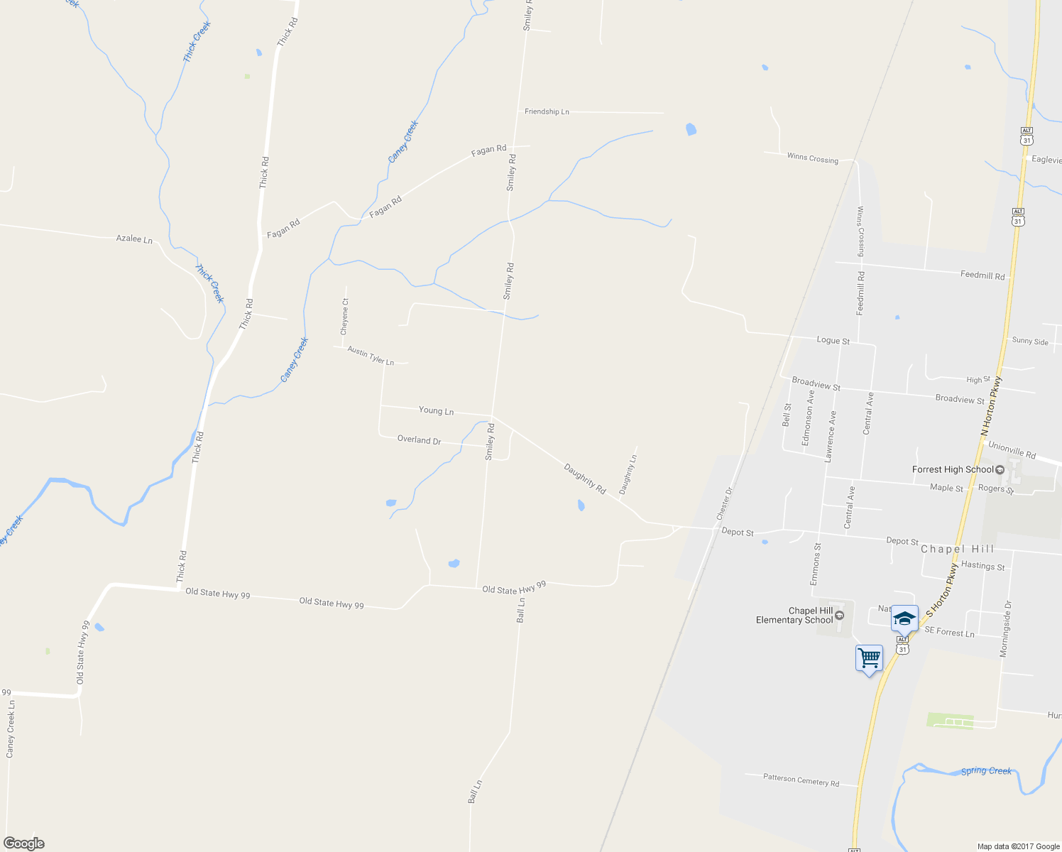 map of restaurants, bars, coffee shops, grocery stores, and more near 2020 Daughrity Road in Chapel Hill