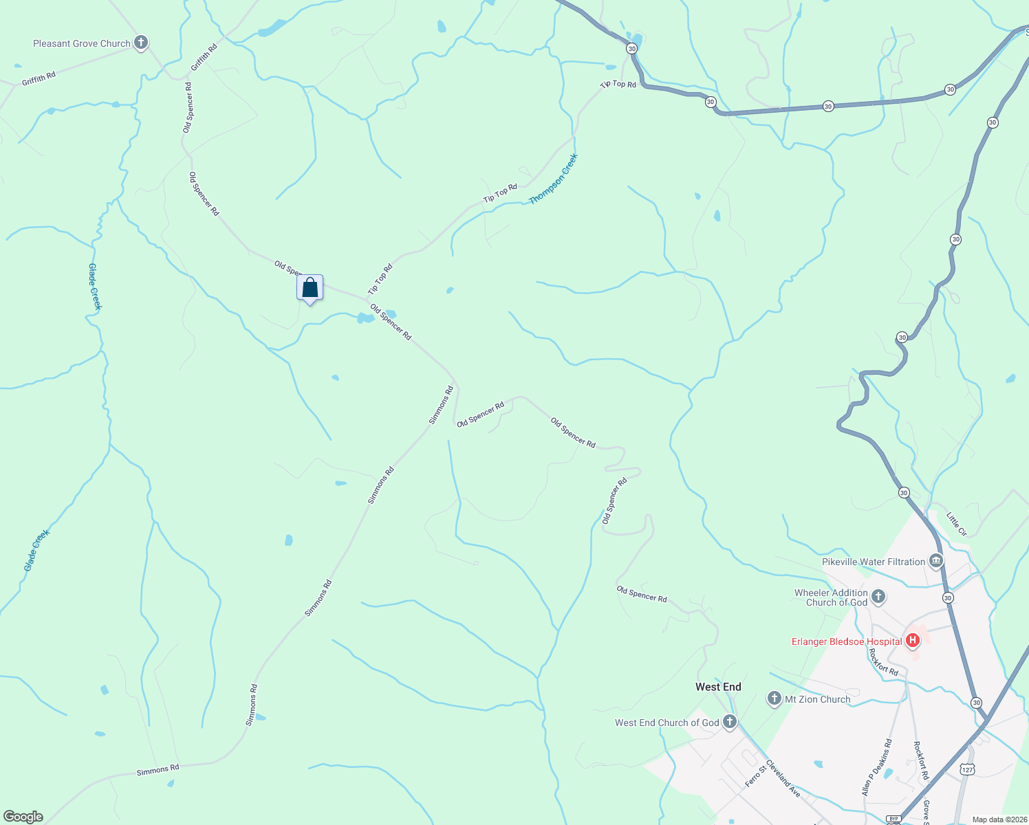 map of restaurants, bars, coffee shops, grocery stores, and more near 72-78 Old Spencer Road in Pikeville