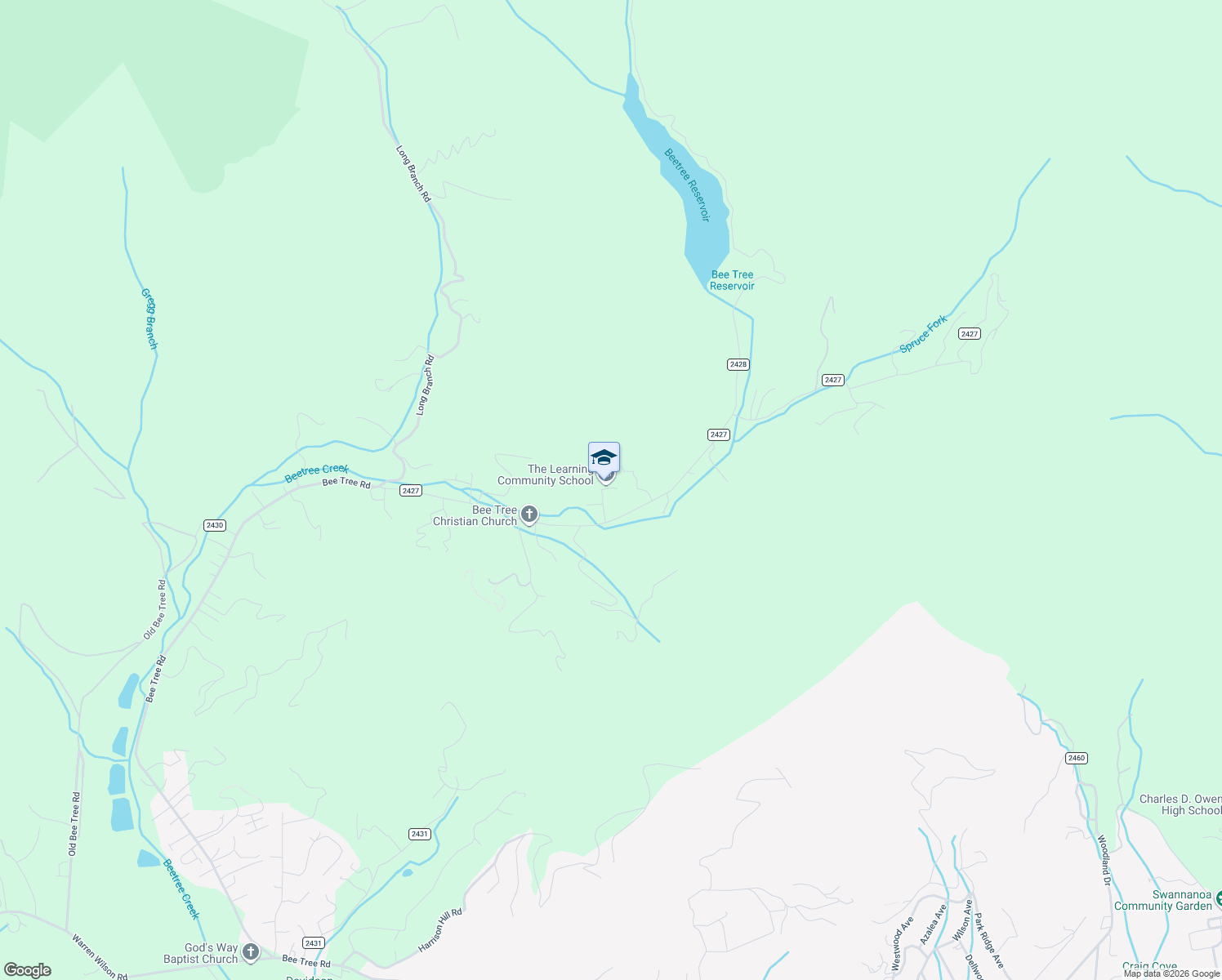 map of restaurants, bars, coffee shops, grocery stores, and more near 1200-1298 Bee Tree Rd in Swannanoa