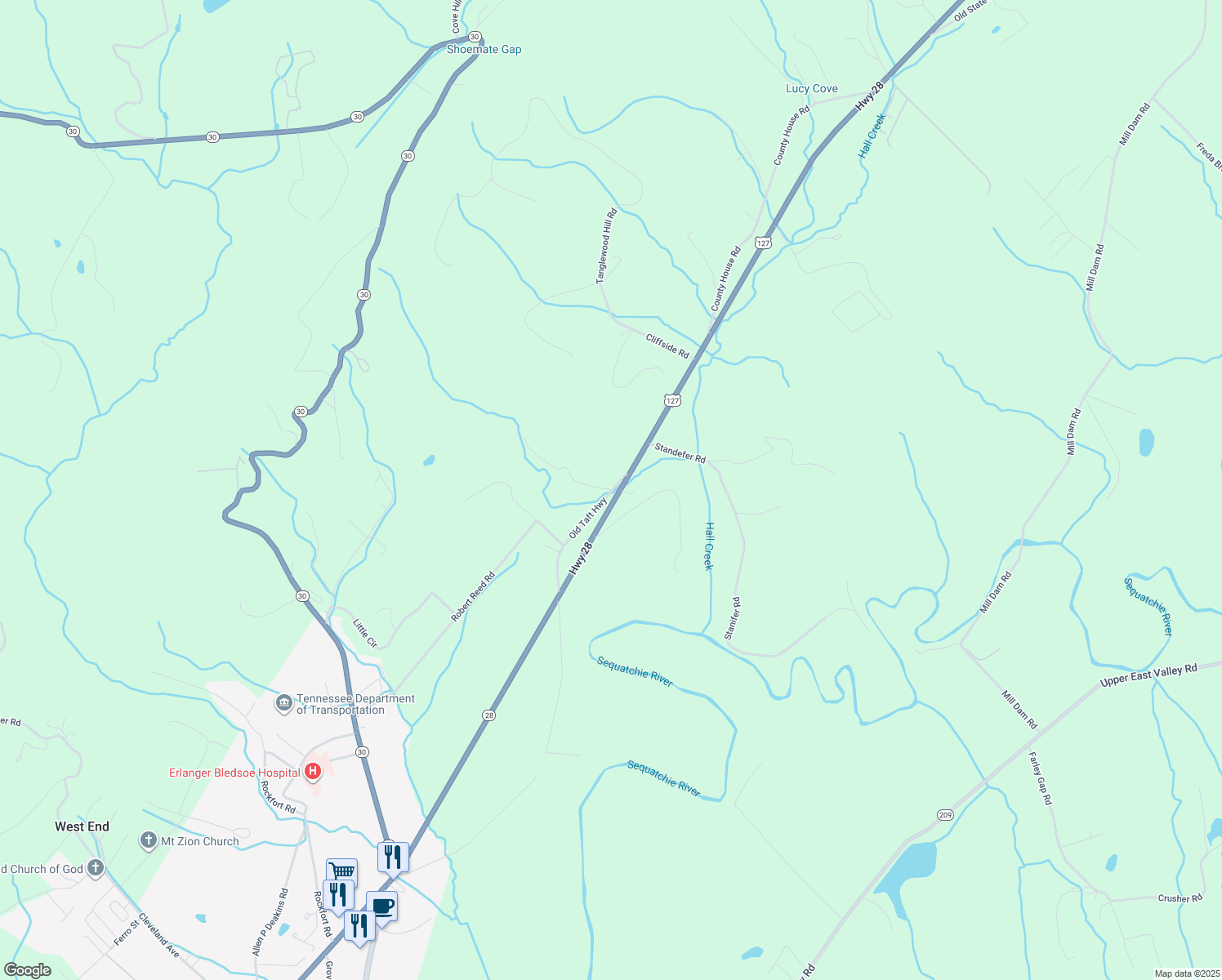 map of restaurants, bars, coffee shops, grocery stores, and more near Old William Howard Taft Hwy in Pikeville