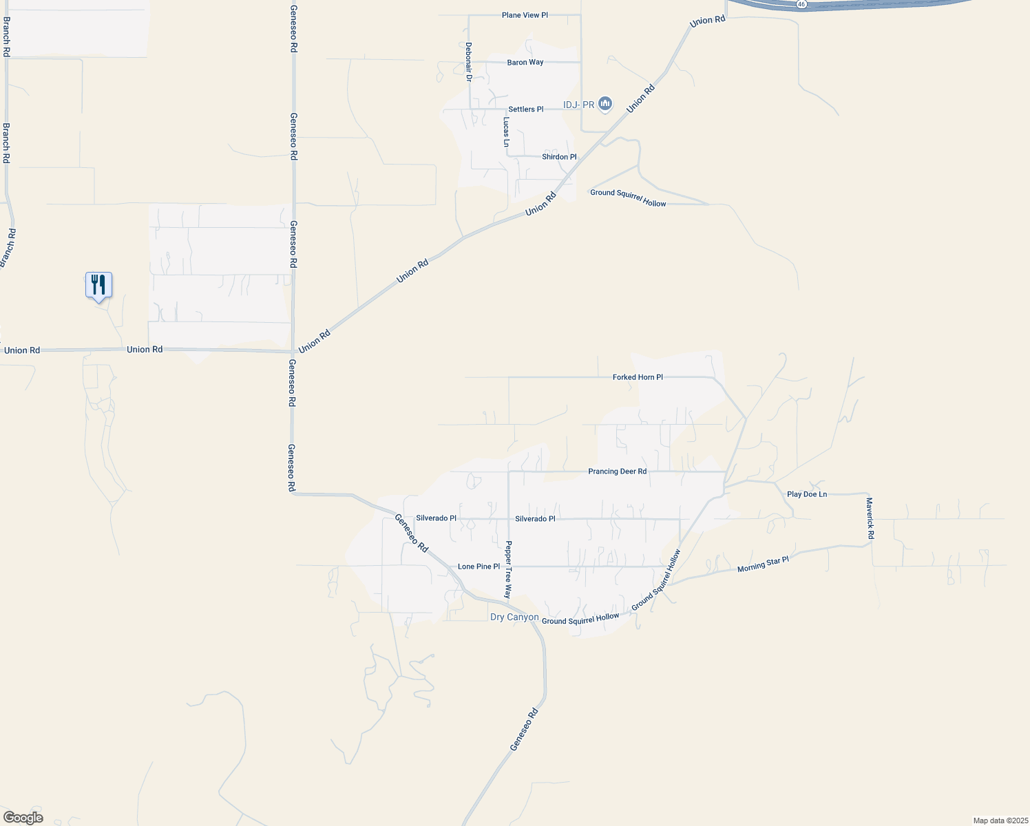 map of restaurants, bars, coffee shops, grocery stores, and more near 1690 Buck Way in Paso Robles