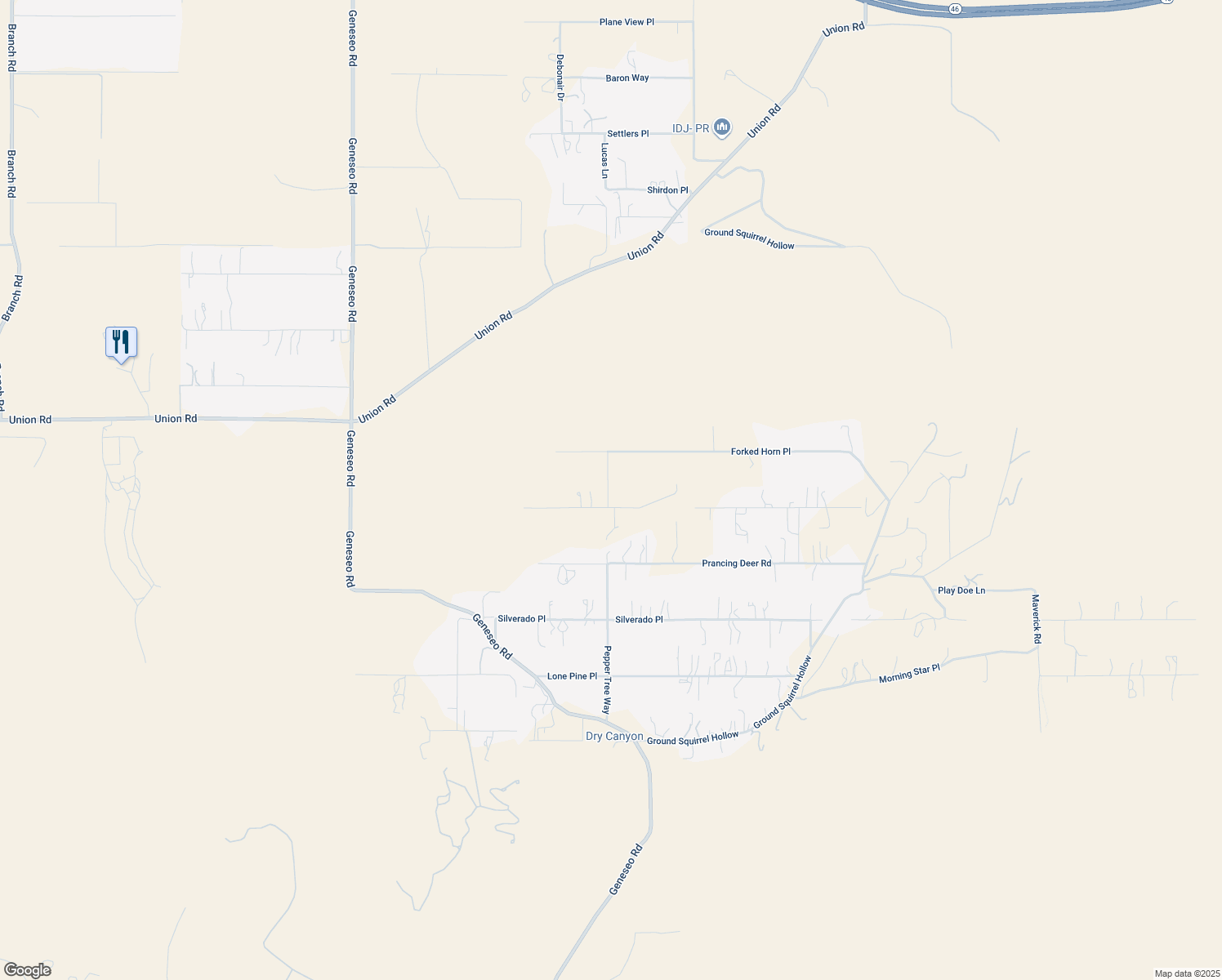 map of restaurants, bars, coffee shops, grocery stores, and more near 1690 Buck Way in Paso Robles