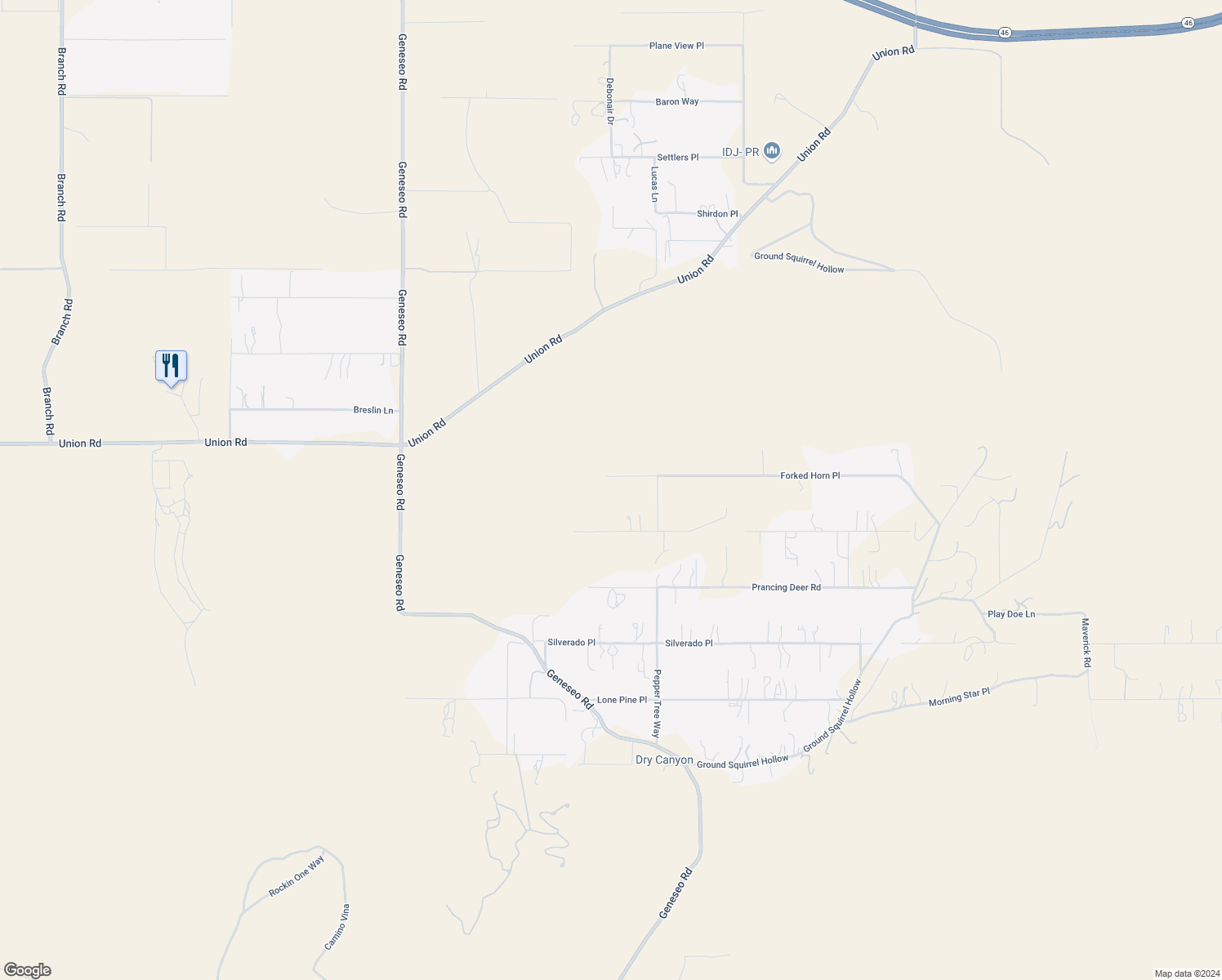 map of restaurants, bars, coffee shops, grocery stores, and more near 5940 Forked Horn Place in Paso Robles