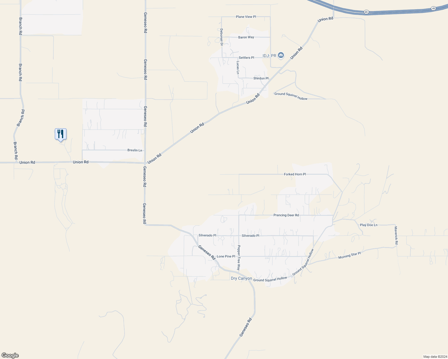 map of restaurants, bars, coffee shops, grocery stores, and more near 5930 Forked Horn Place in Paso Robles