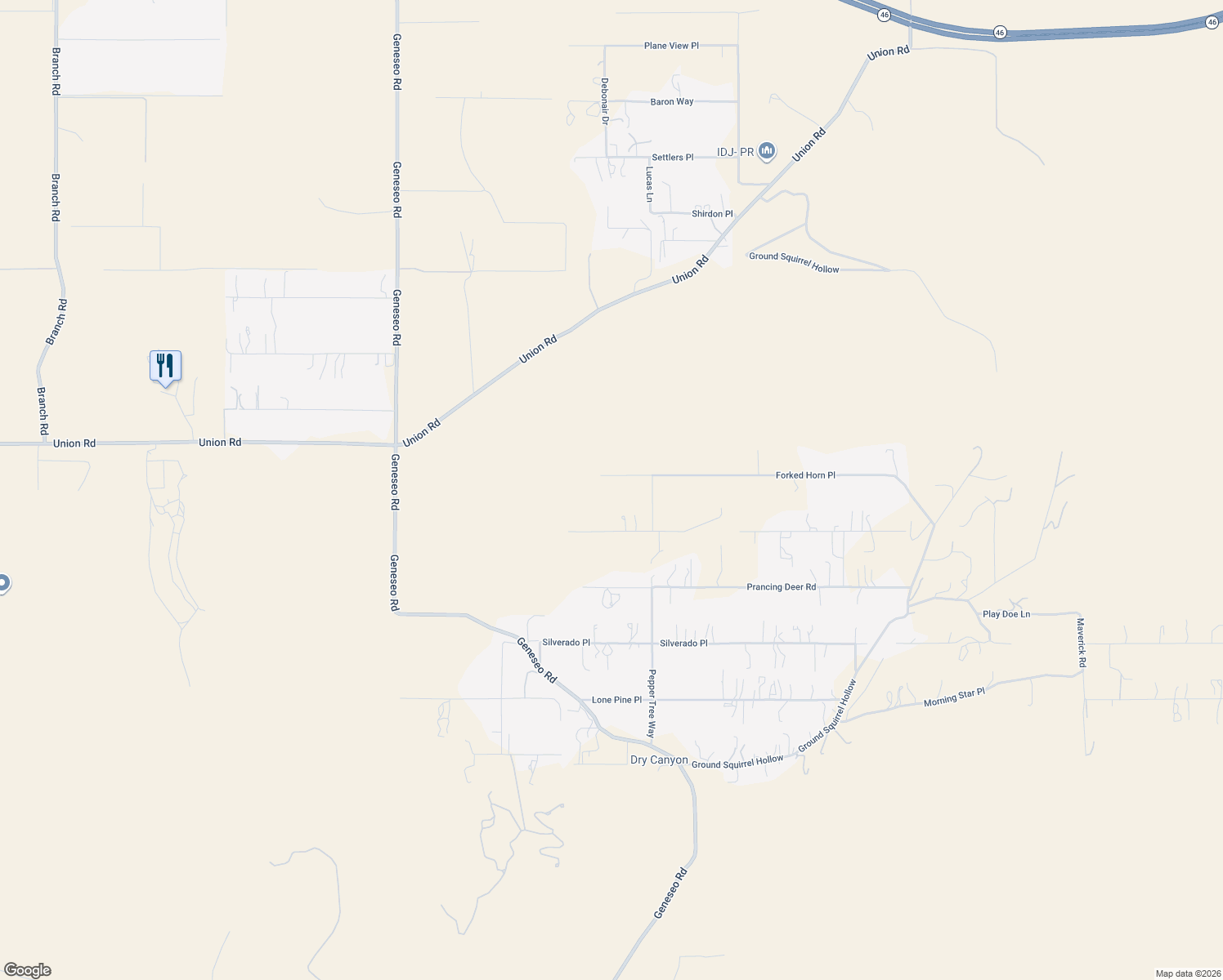 map of restaurants, bars, coffee shops, grocery stores, and more near 5910 Forked Horn Place in Paso Robles