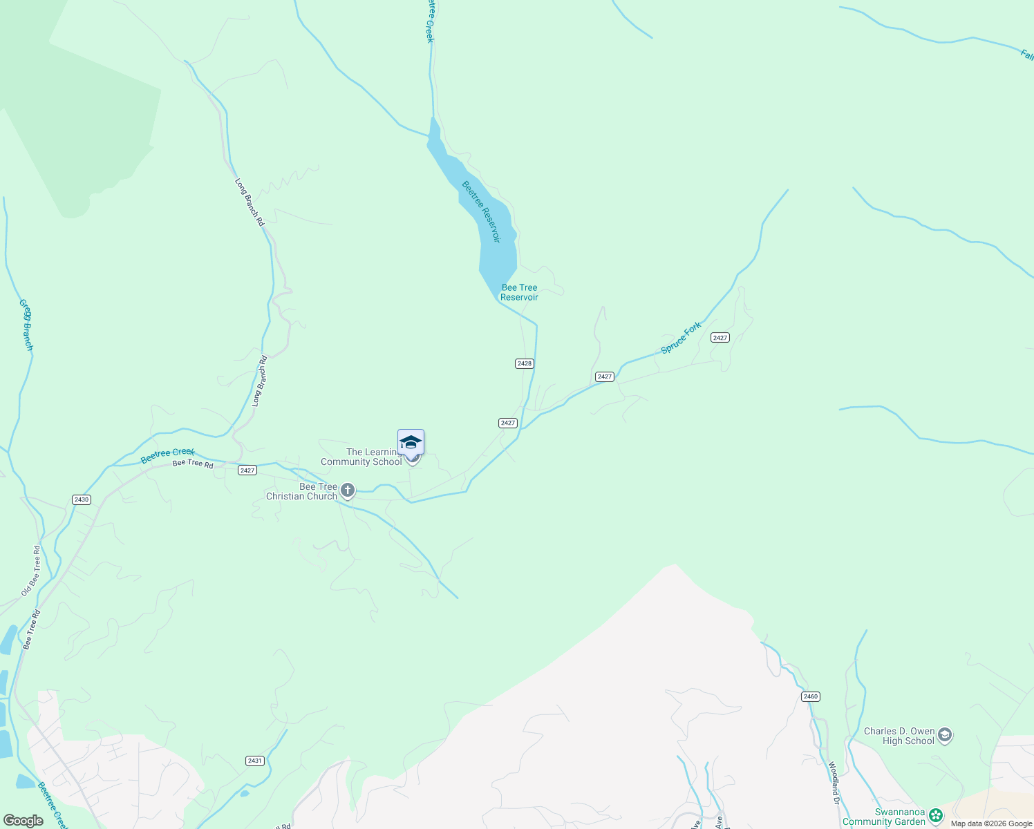 map of restaurants, bars, coffee shops, grocery stores, and more near 1298 Bee Tree Rd in Swannanoa