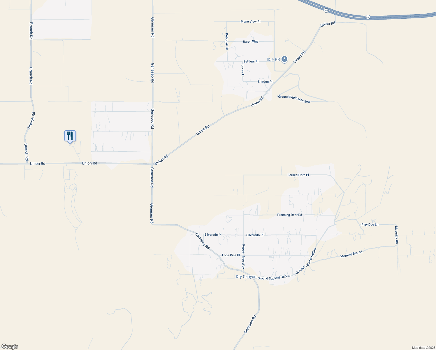 map of restaurants, bars, coffee shops, grocery stores, and more near Forked Horn Place in Paso Robles