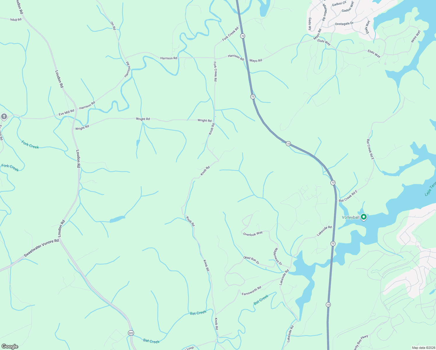 map of restaurants, bars, coffee shops, grocery stores, and more near 440 Knob Road in Vonore