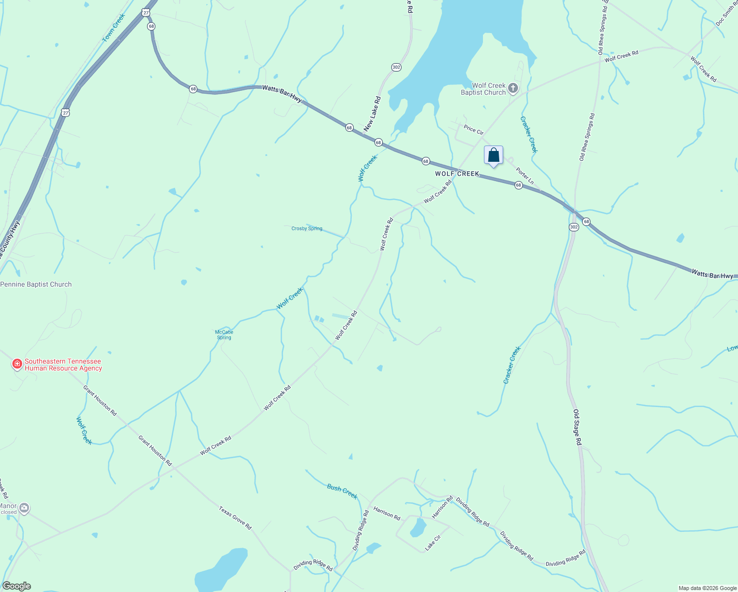 map of restaurants, bars, coffee shops, grocery stores, and more near 3964 Wolf Creek Rd in Spring City