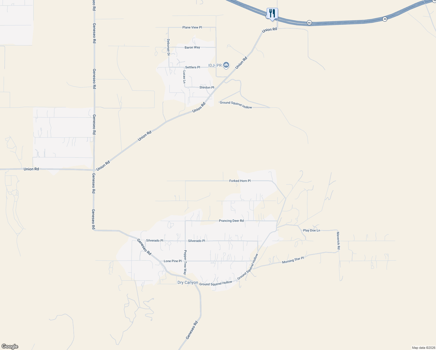 map of restaurants, bars, coffee shops, grocery stores, and more near 5715 Forked Horn Place in Paso Robles