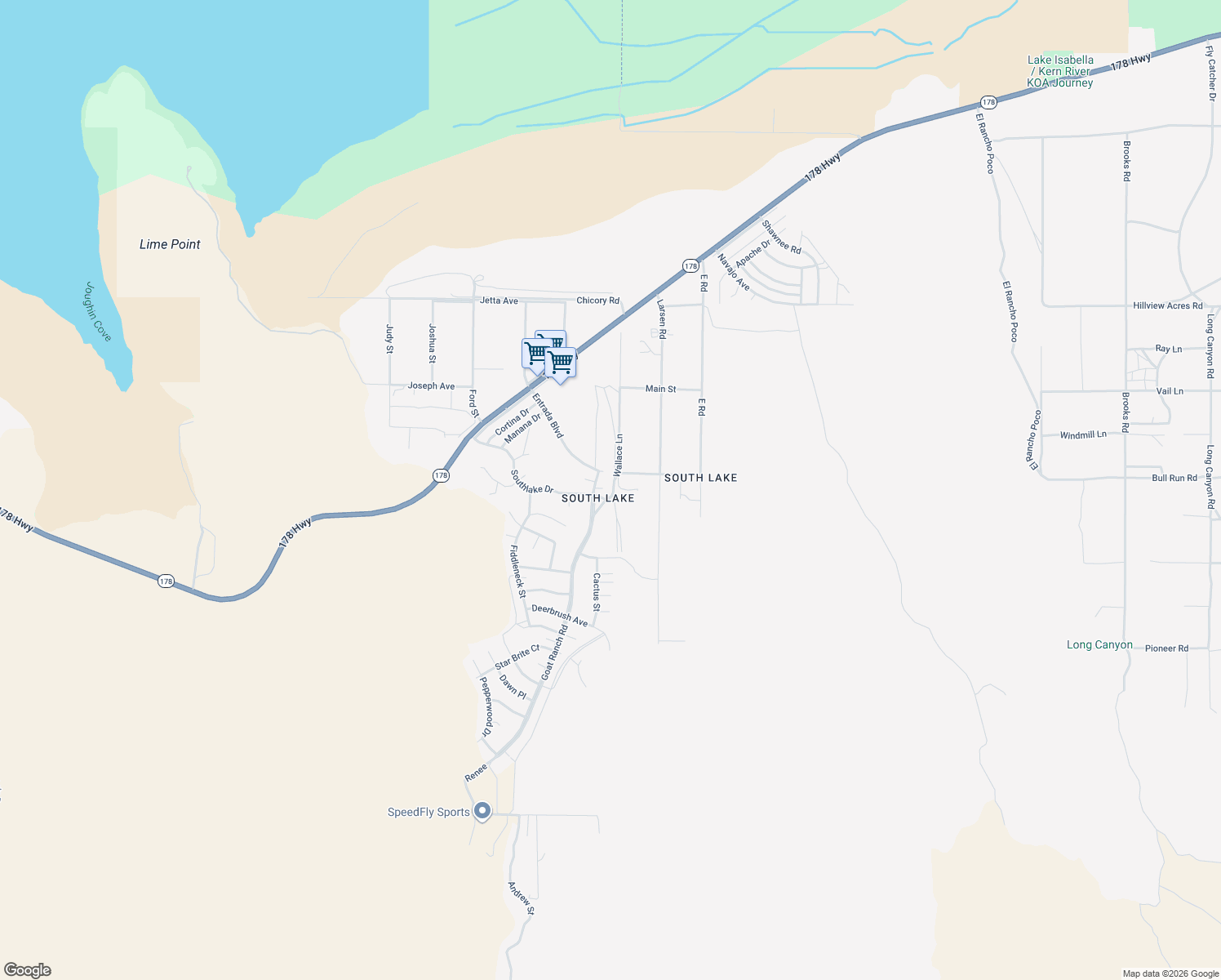 map of restaurants, bars, coffee shops, grocery stores, and more near 4416 Goat Ranch Rd in Lake Isabella