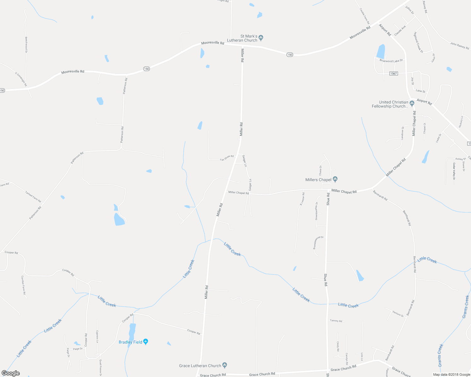 map of restaurants, bars, coffee shops, grocery stores, and more near 1820 Miller Chapel Road in Salisbury