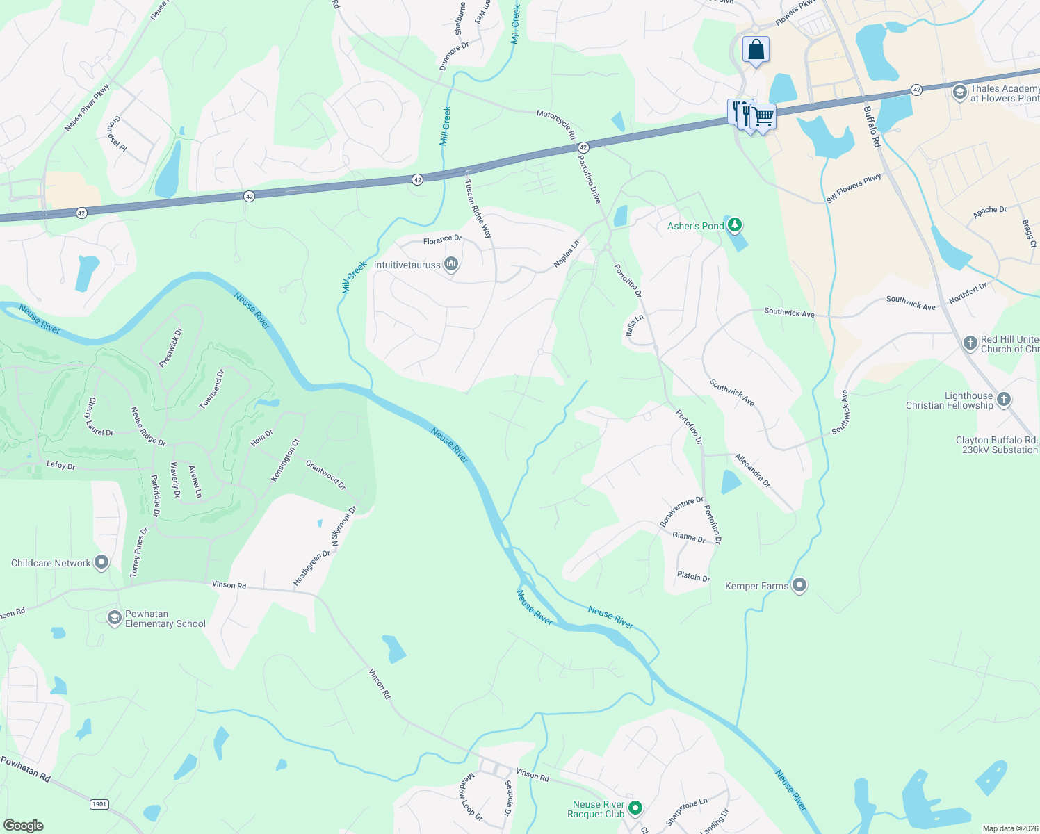 map of restaurants, bars, coffee shops, grocery stores, and more near 56 Valentino Court in Clayton