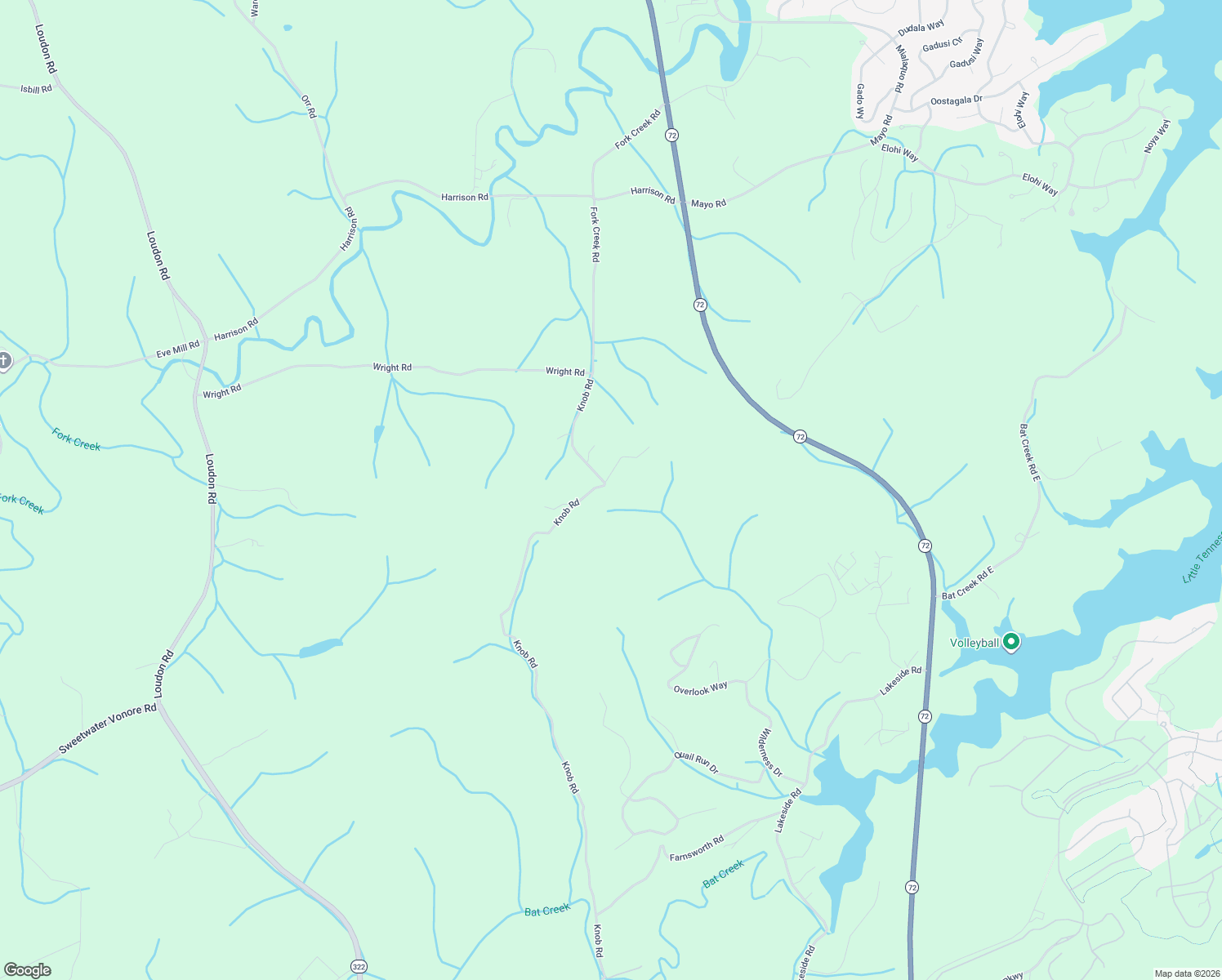 map of restaurants, bars, coffee shops, grocery stores, and more near 440 Knob Road in Vonore