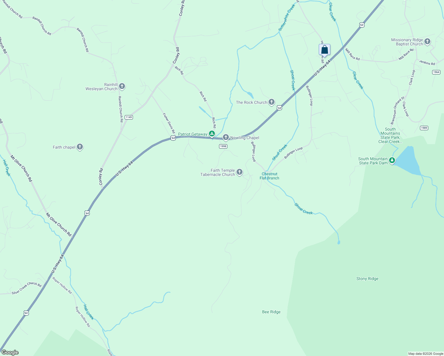 map of restaurants, bars, coffee shops, grocery stores, and more near 6091 Nowling Chapel Road in Morganton
